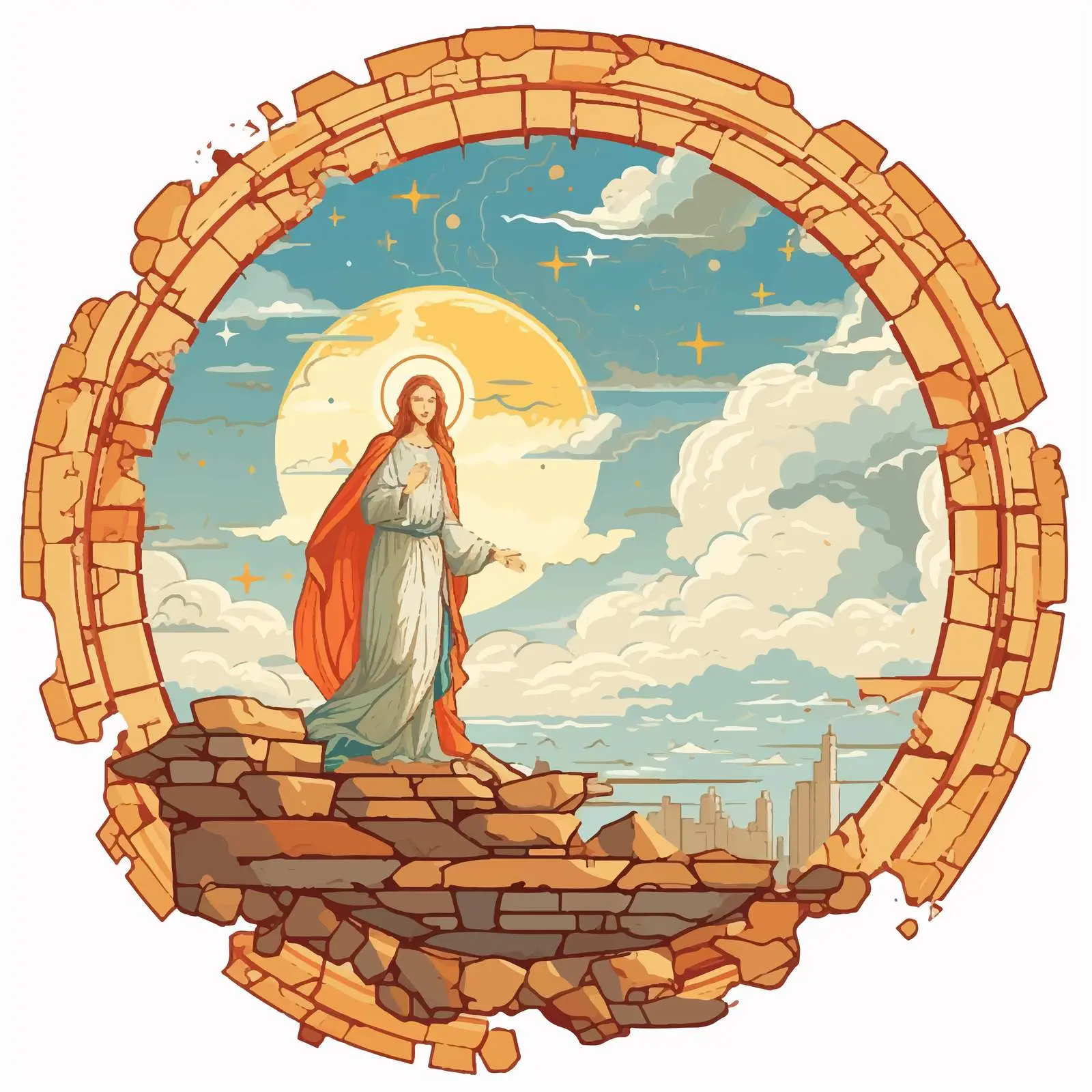 Antique Christian Icon of Heaven Liturgy — free download from Dotvec