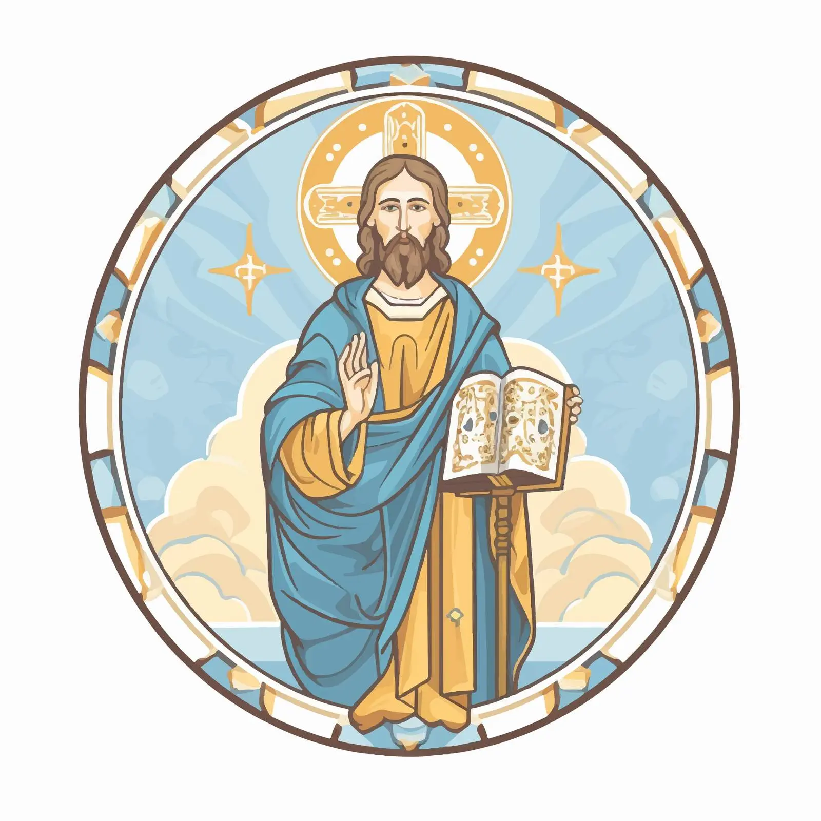Antique Christian Icon of John the Baptist – free artistic icon image from Dotvec