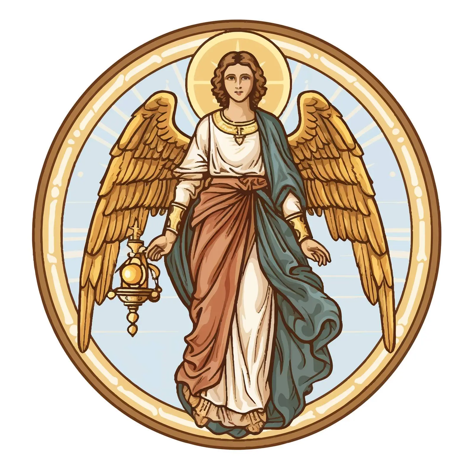 Antique Christian Icon of Archangel Raphael – free artistic icon image from Dotvec