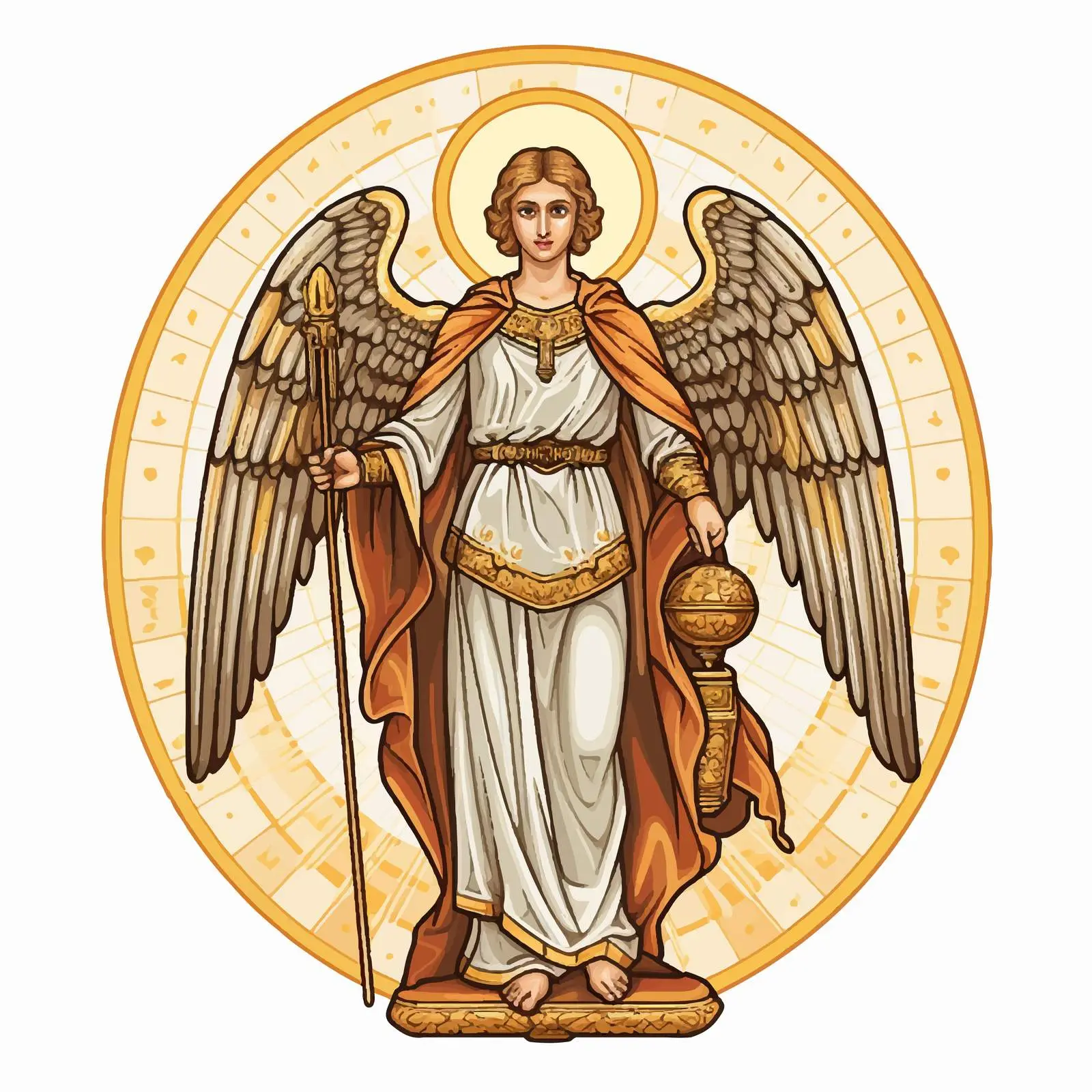 Antique Christian Icon of Archangel Raphael — free download from Dotvec