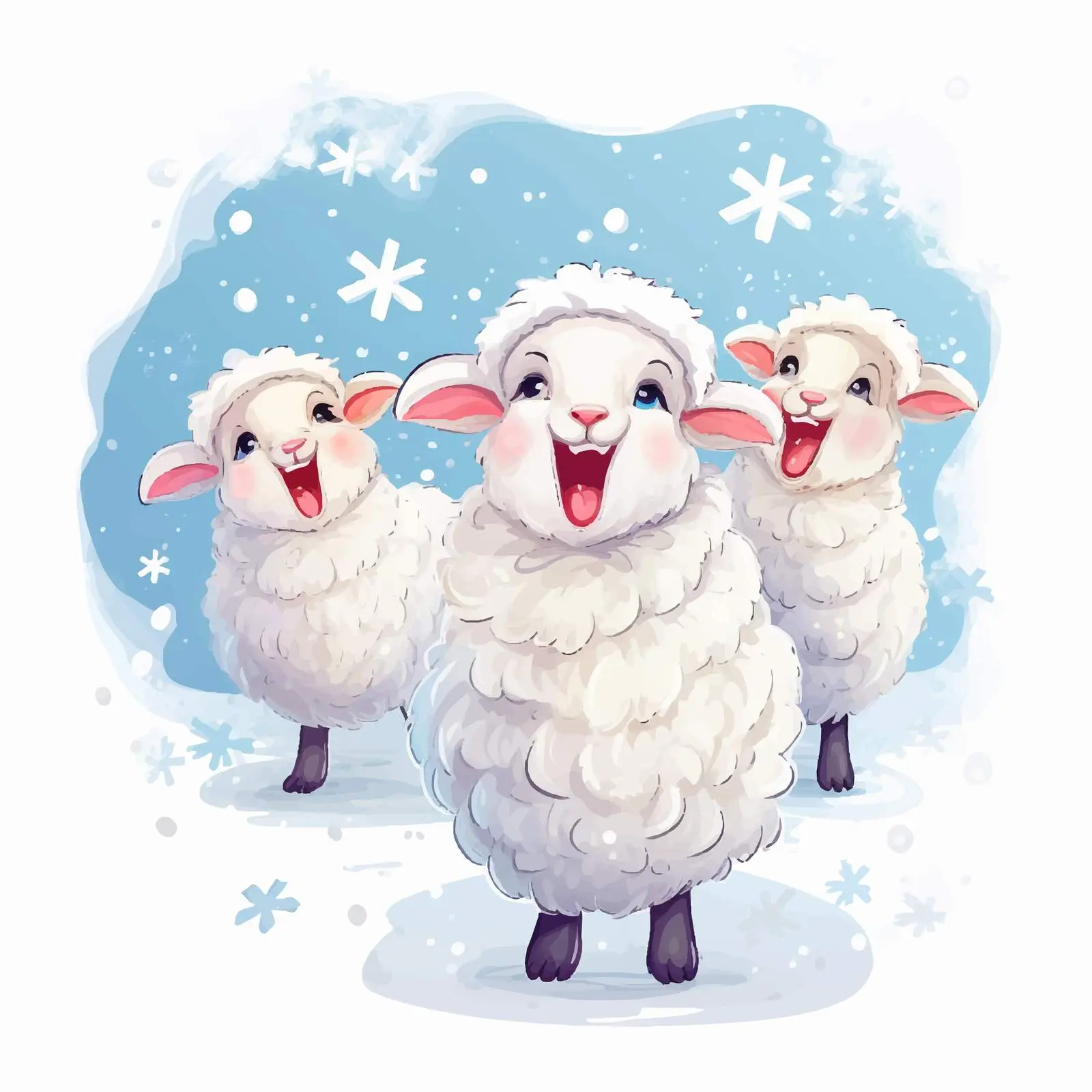 Cartoon Sheep Singing Traditional Christmas Carols – free singing image from Dotvec