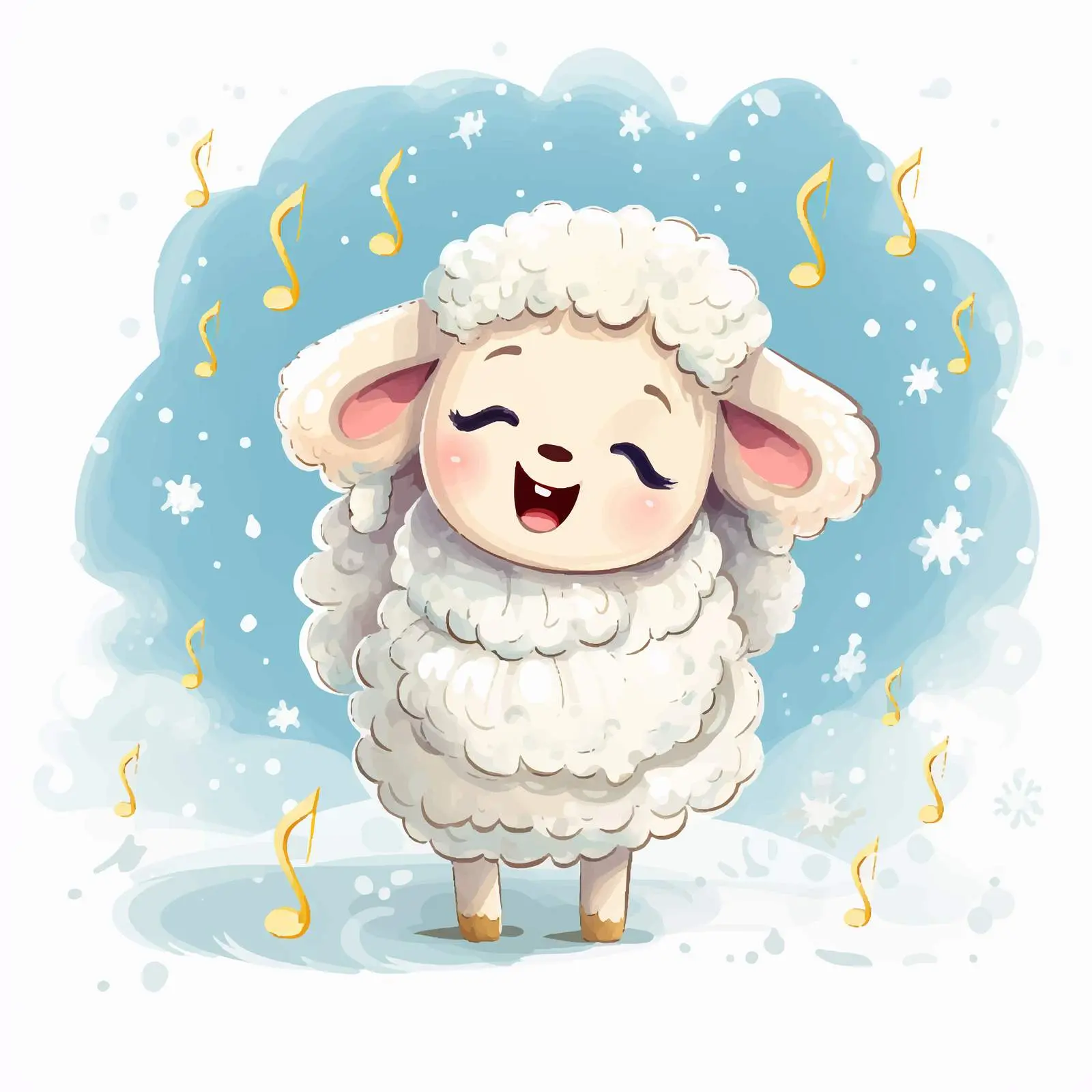 Cartoon Sheep Singing Christmas Carols in Snow — free download from Dotvec