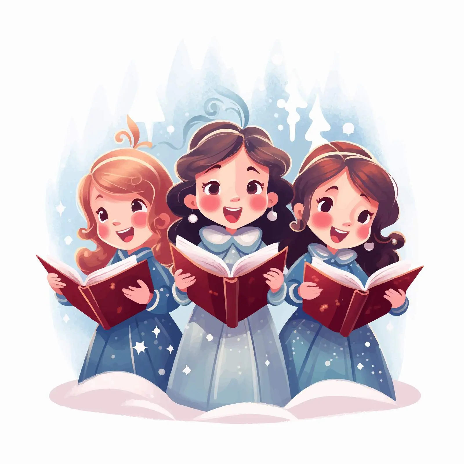 Cute Illustration of Traditional Christmas Carols – free singing image from Dotvec