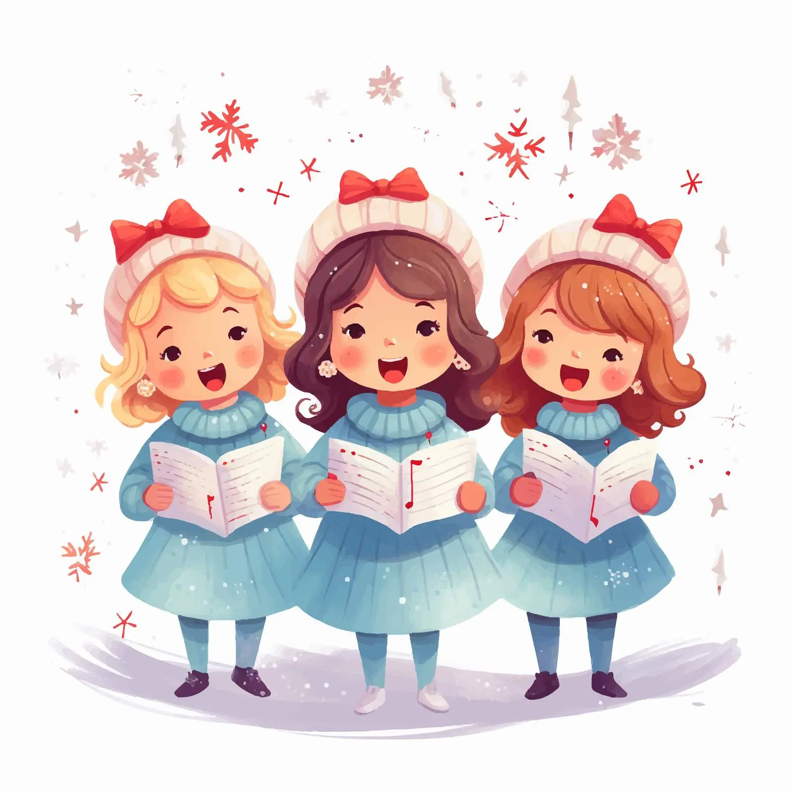 Cute Illustration of Traditional Christmas Carols – free singing image from Dotvec