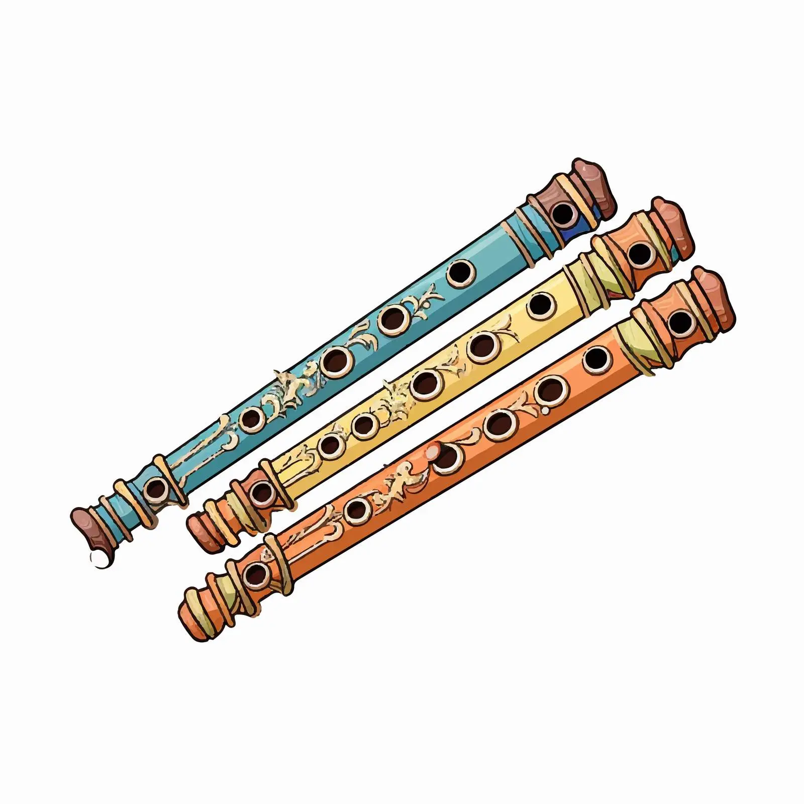 Traditional Flute Line Art Vector Illustration – free flute image from Dotvec