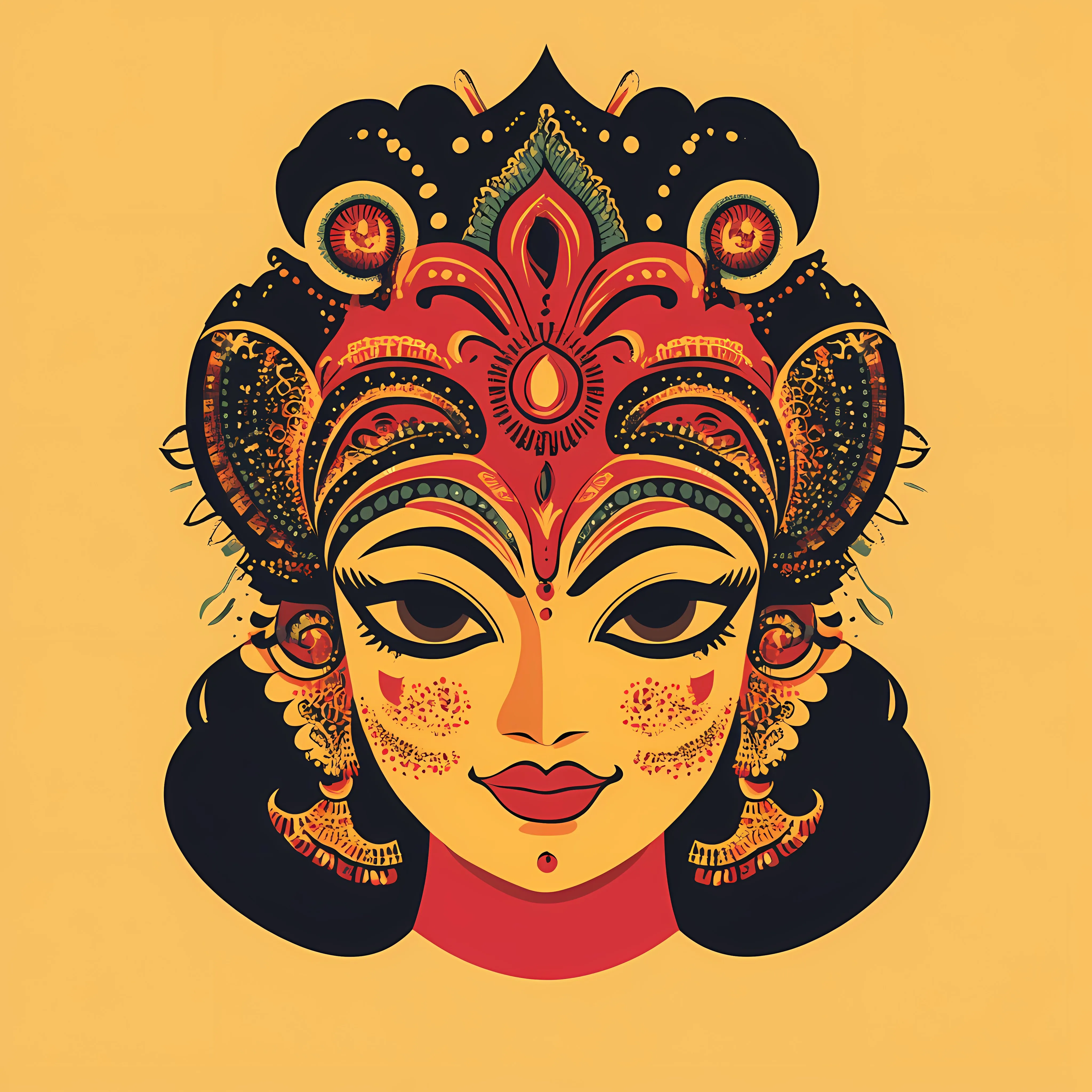 Traditional Indian Goddess Durga Mask Vector Art – free indian culture image from Dotvec
