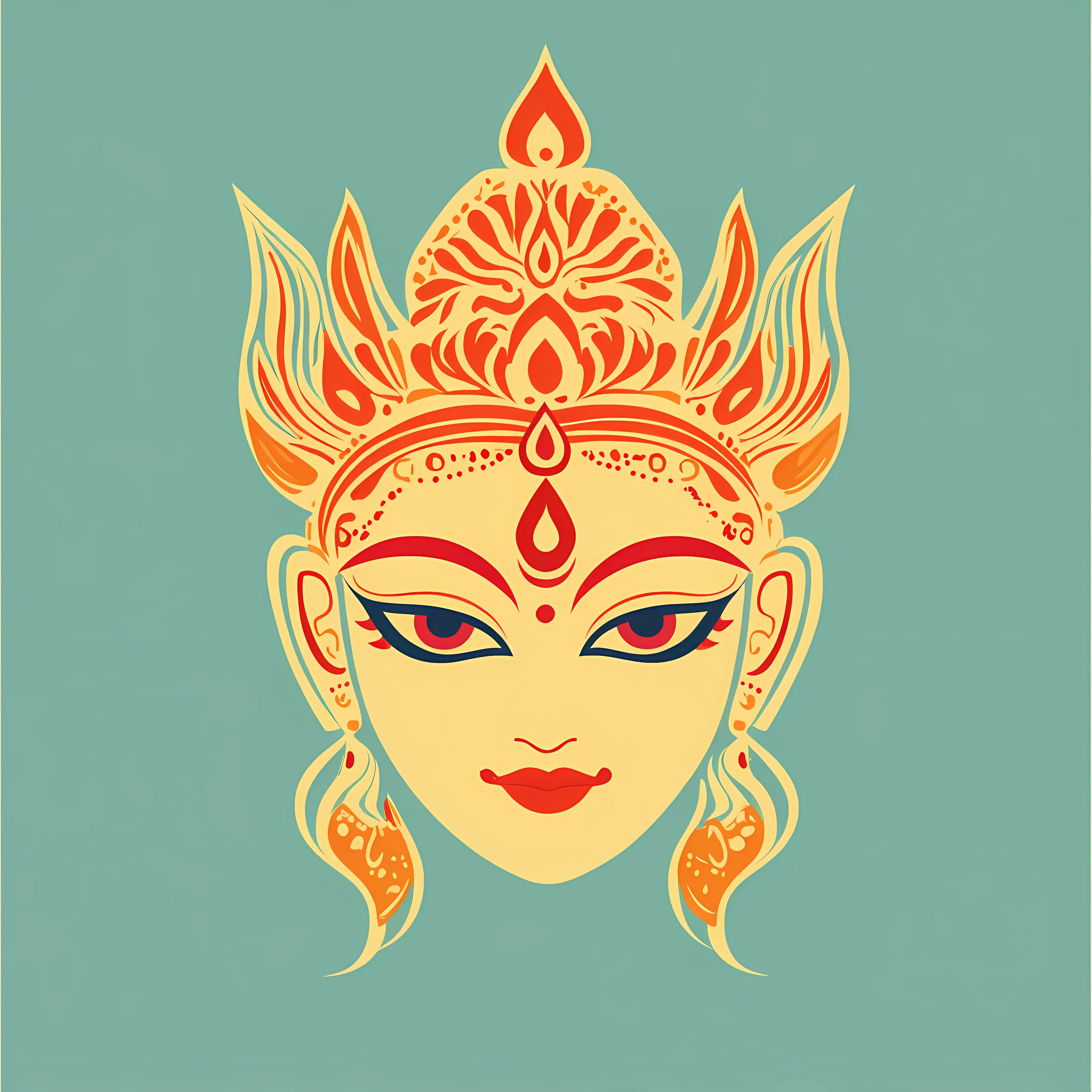 Flat Vector Illustration of Goddess Durga Mask – free indian culture image from Dotvec
