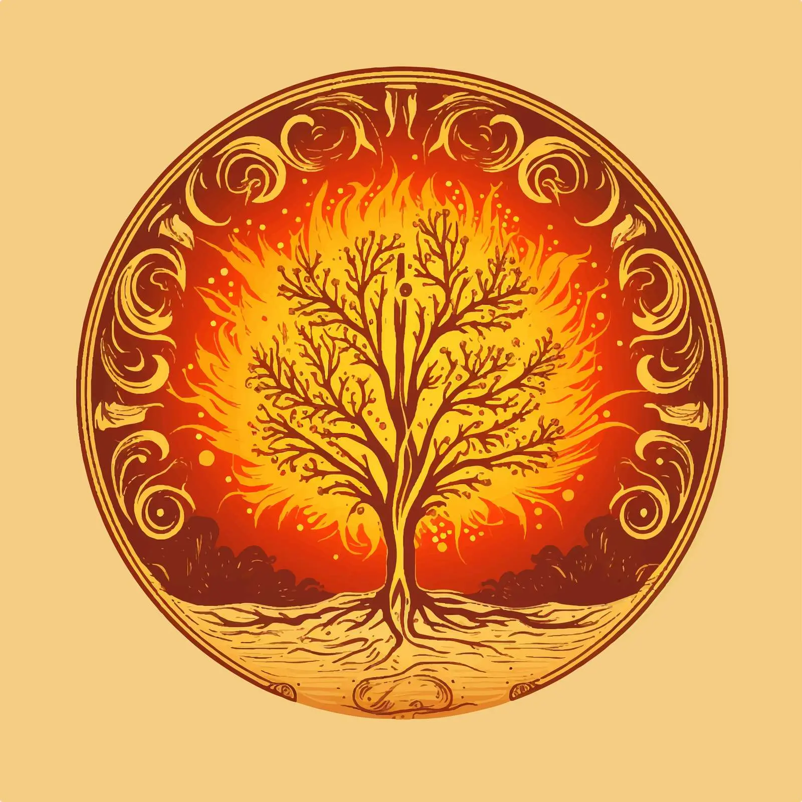 Traditional Orthodox Burning Bush Icon – free artifacts image from Dotvec