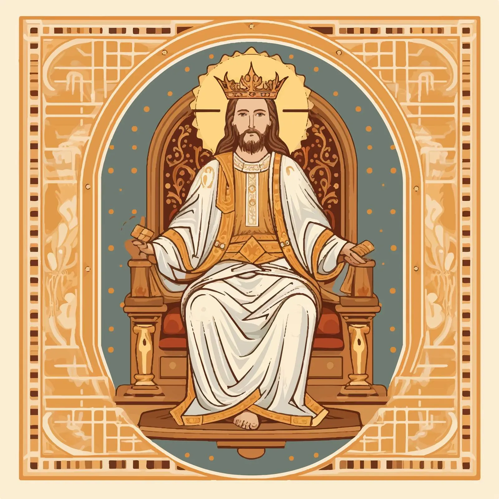 Orthodox Icon of Christ the King on Throne — free download from Dotvec