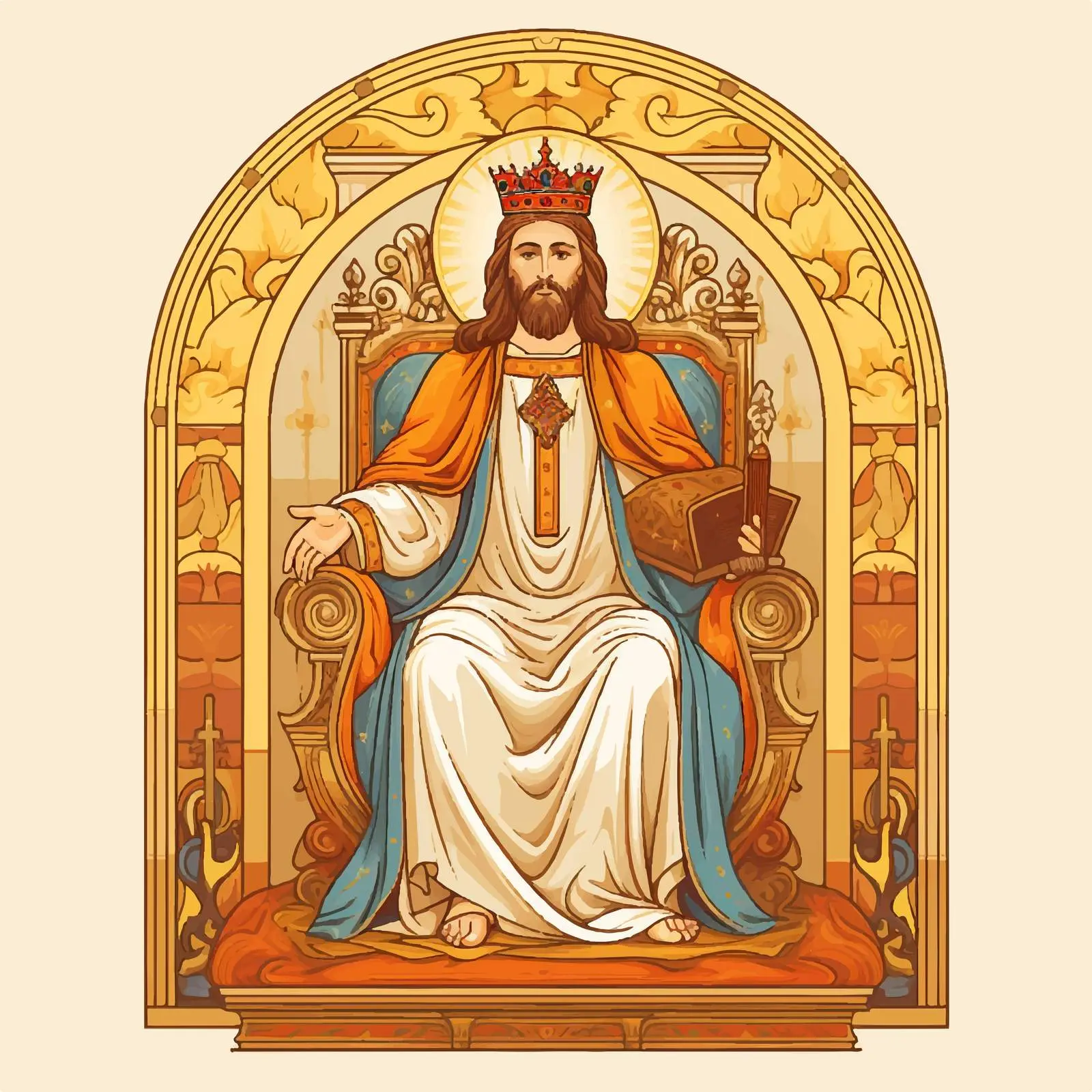 Traditional Orthodox Icon of Jesus on Throne — free download from Dotvec