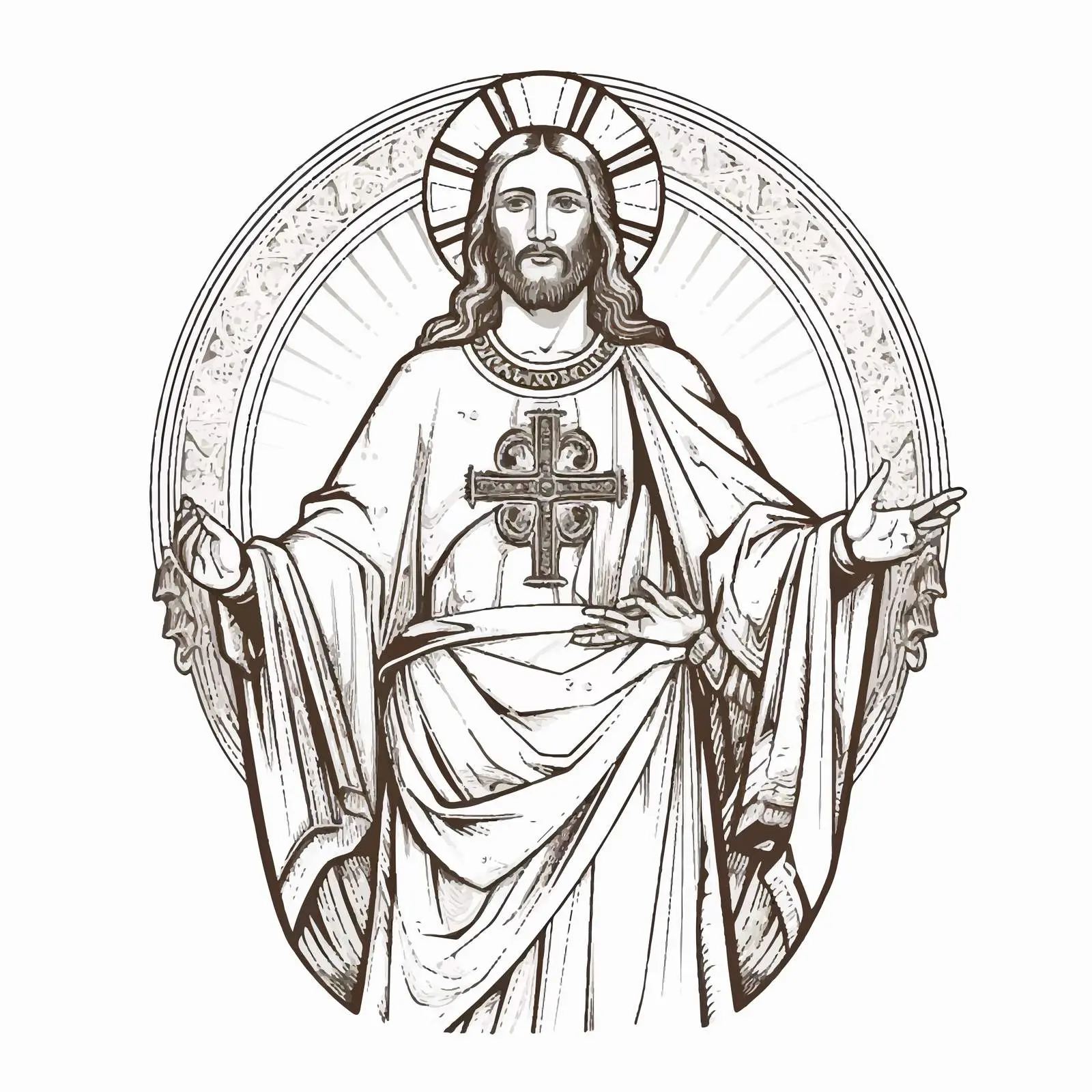 Antique Orthodox Image of Jesus Christ — free download from Dotvec