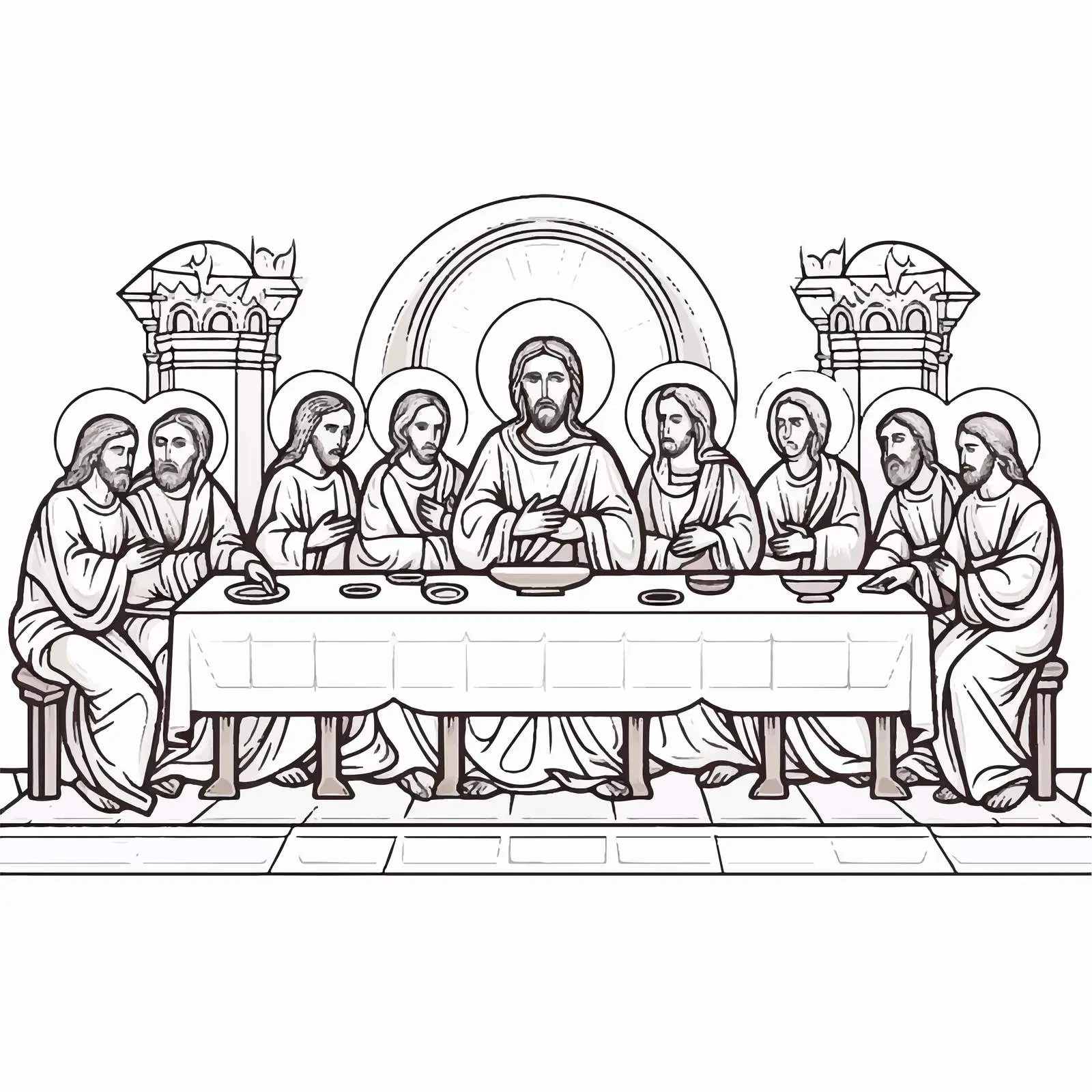 Traditional Orthodox Last Supper Illustration — free download from Dotvec