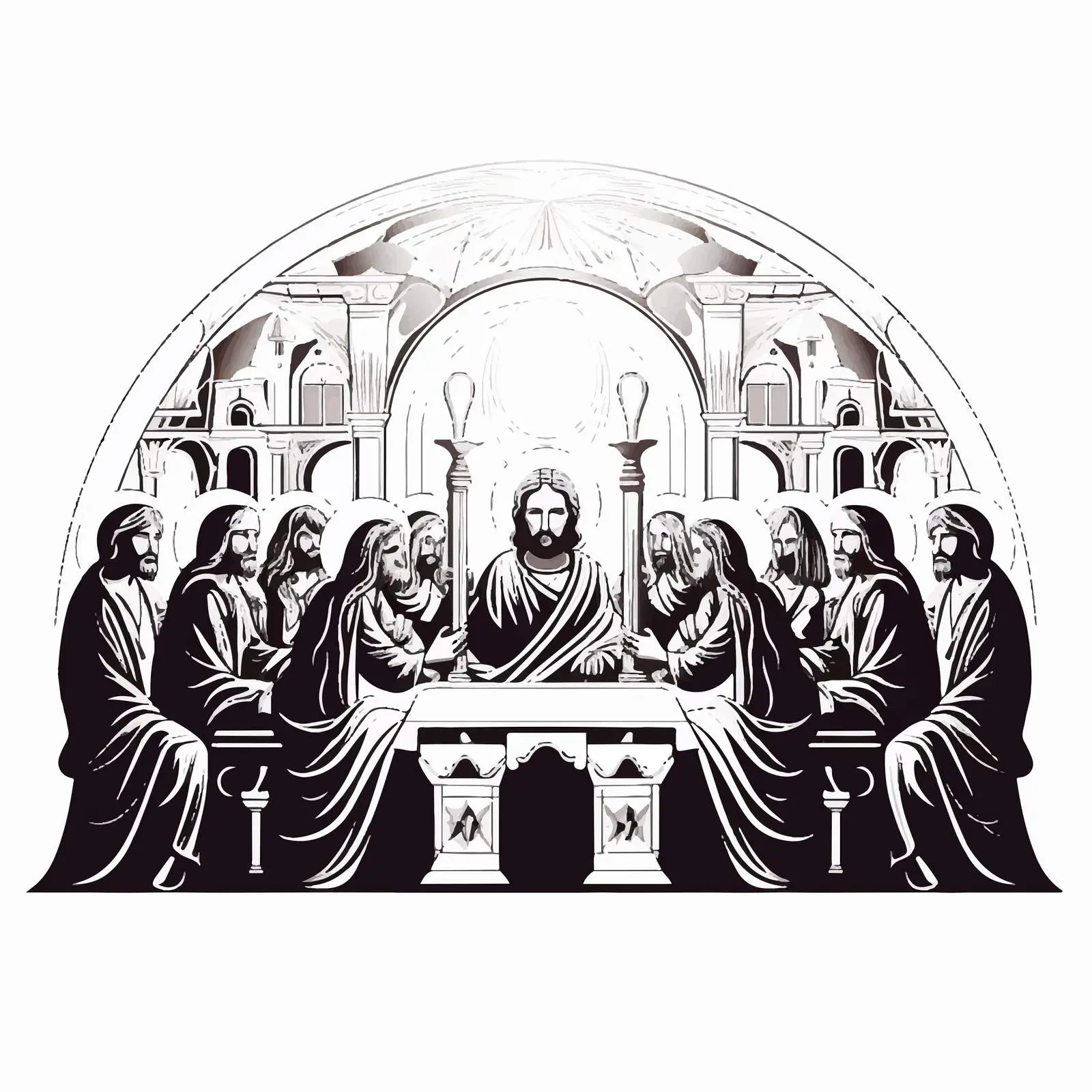 Traditional Orthodox Last Supper Illustration — free download from Dotvec
