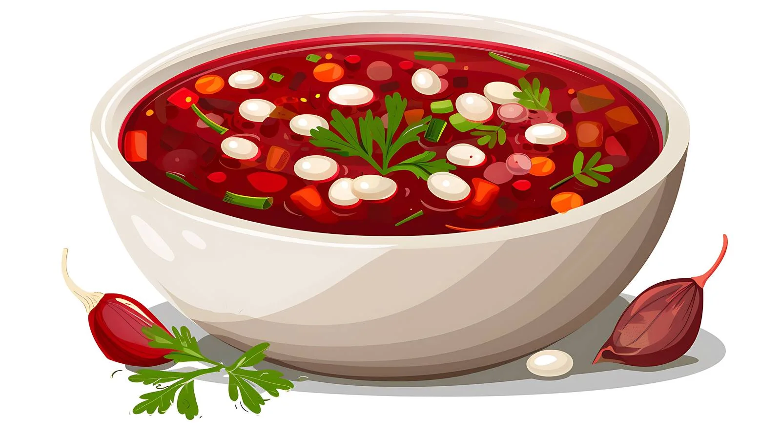 Authentic Ukrainian Russian borscht with white beans — free download from Dotvec