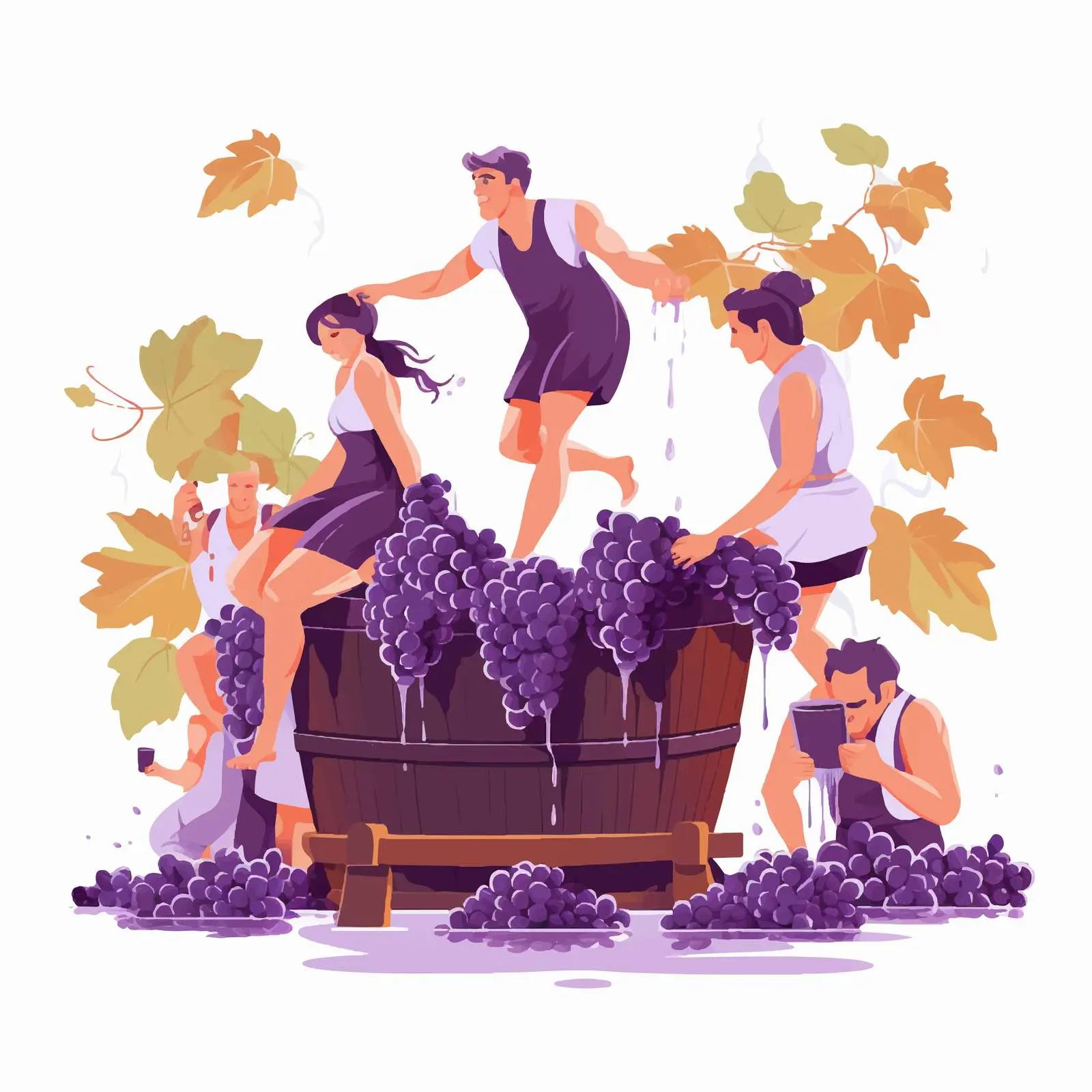 Grape Treading in Traditional Winemaking Process – free fermentation image from Dotvec