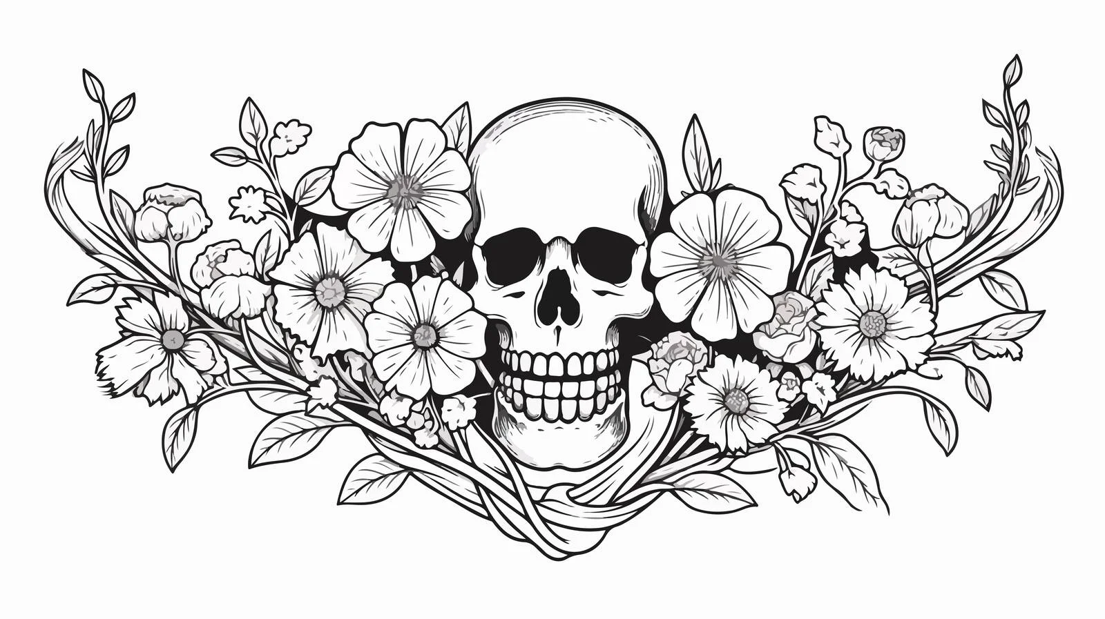 Traditional Black Linework Tattoo with Banner — free download from Dotvec