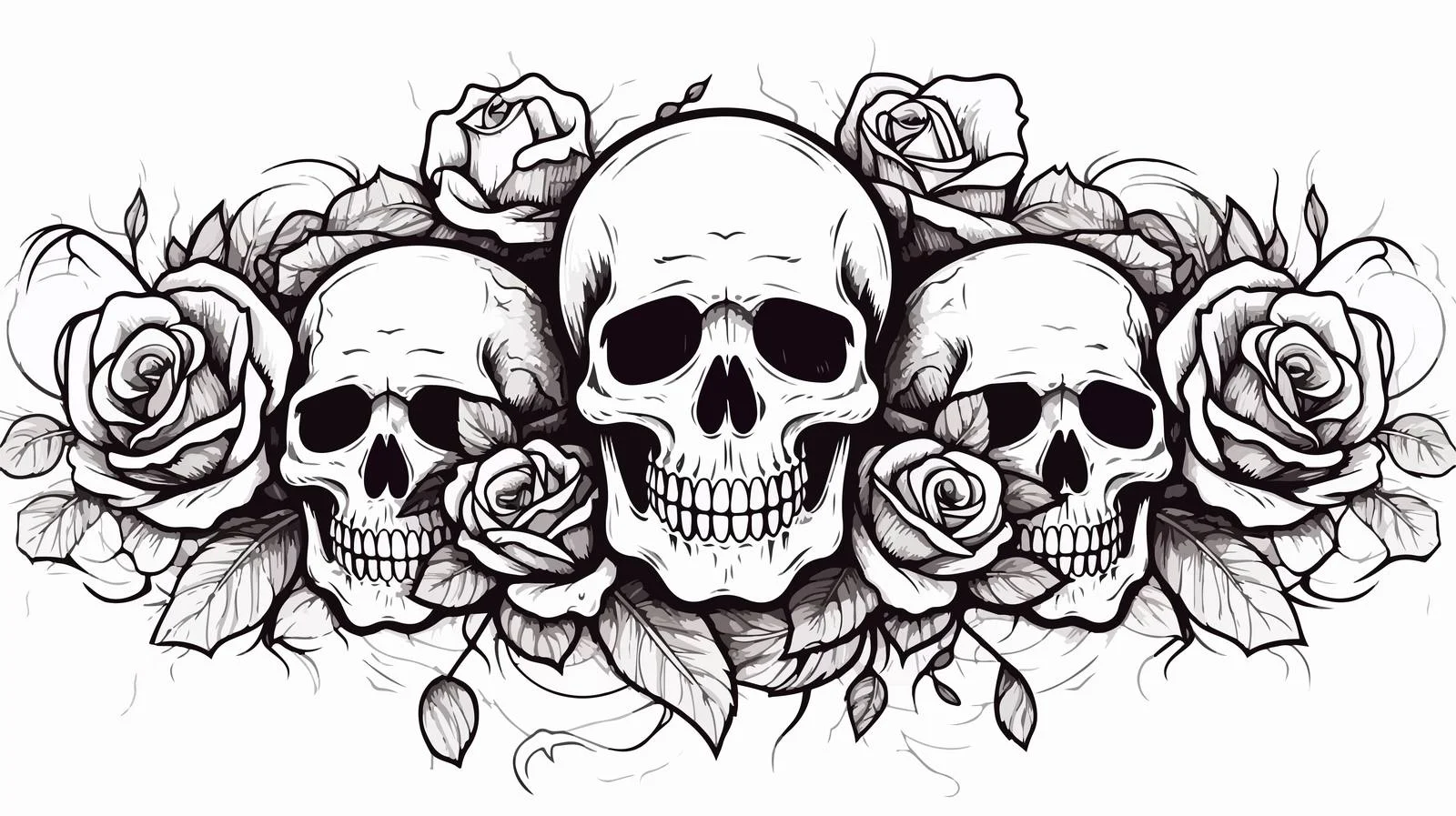 Traditional Black Linework Tattoo with Banner — free download from Dotvec