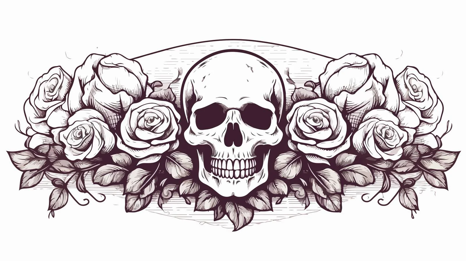 Classic Black Linework Tattoo with Banner — free download from Dotvec