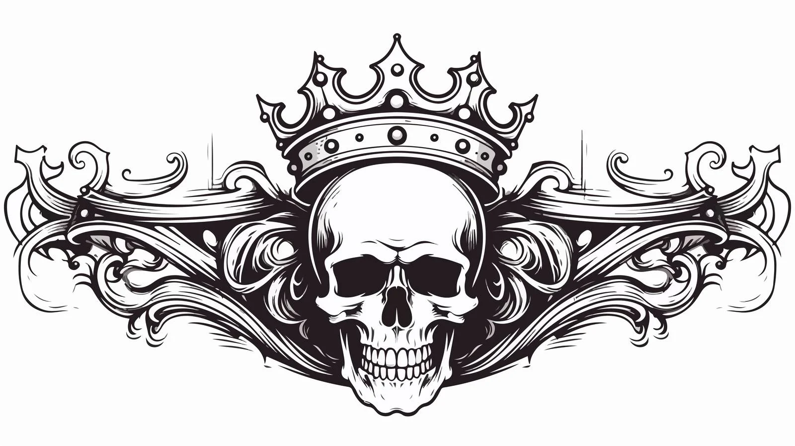 Traditional Black Linework Tattoo with Banner — free download from Dotvec
