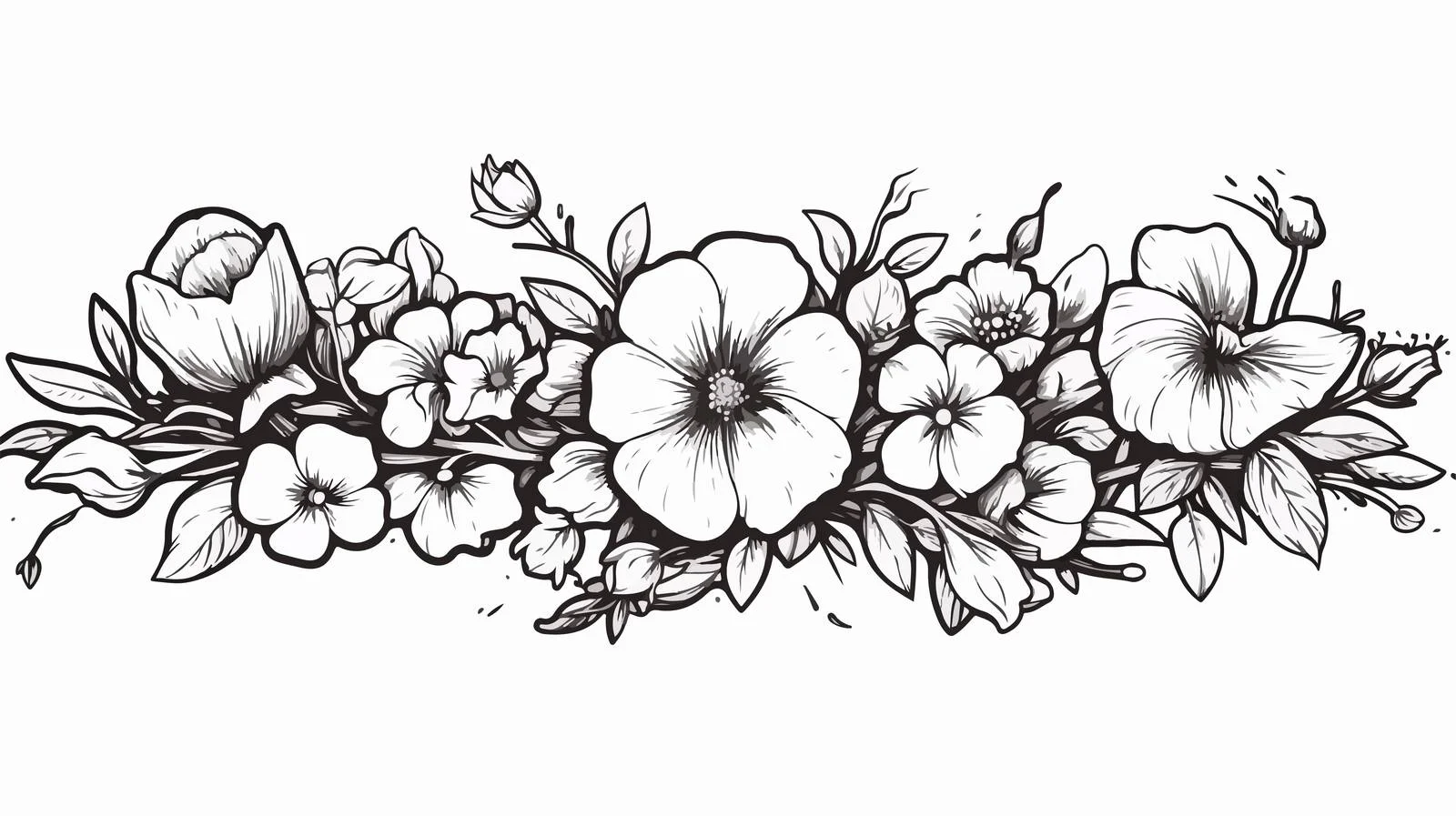 Traditional Black Linework Tattoo with Banner