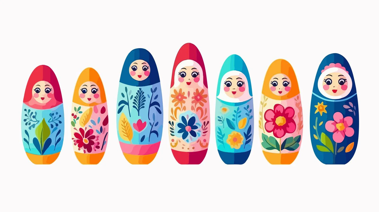 Vibrant Matryoshka Nesting Doll Set — free download from Dotvec