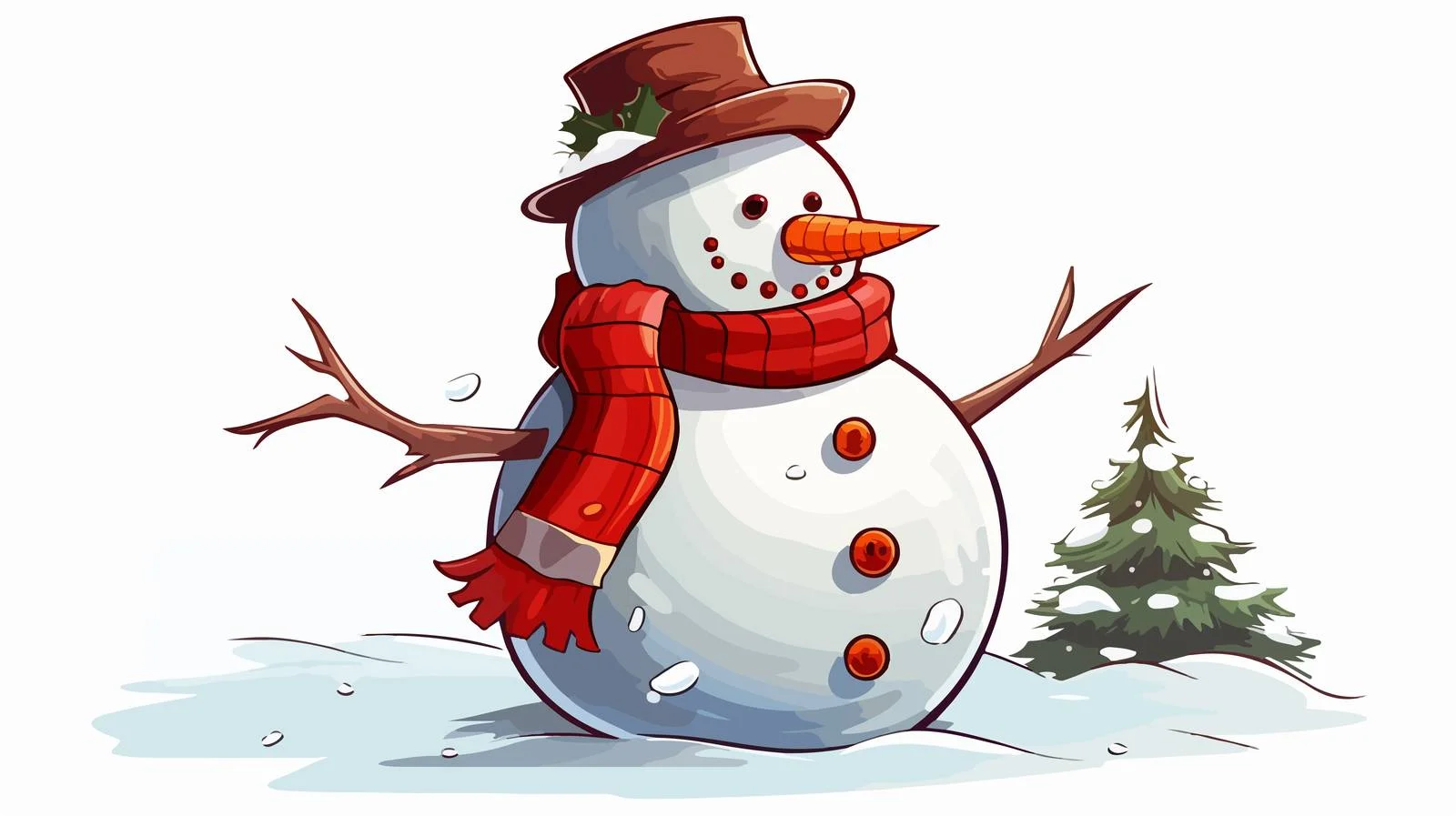 Traditional Snowman Cartoon Illustration — free download from Dotvec