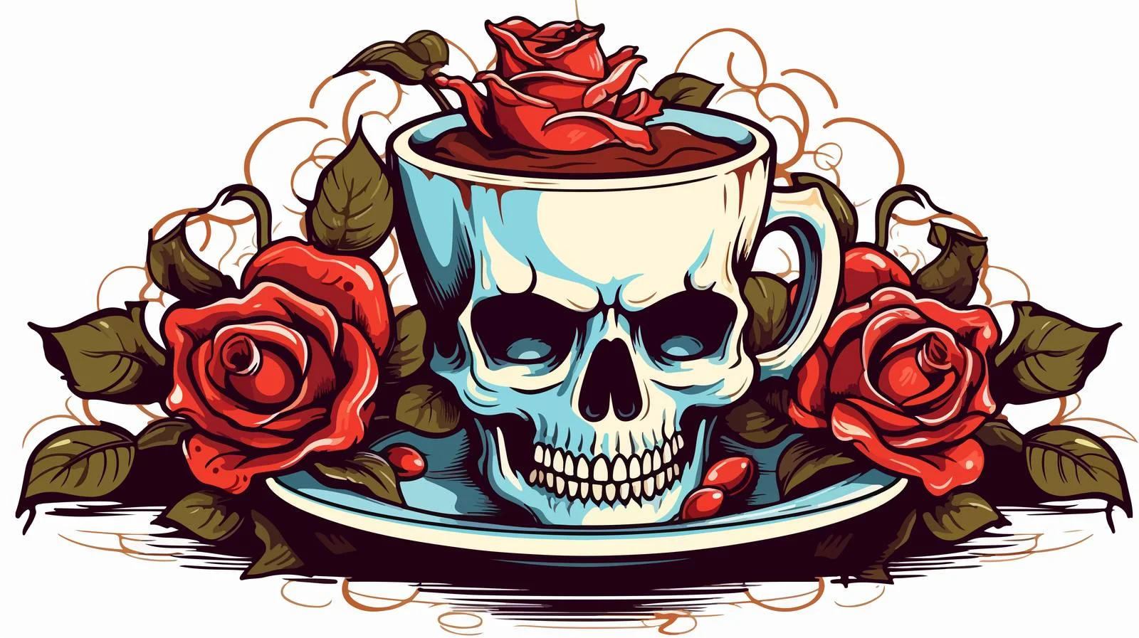 Skull Tattoo with Drinking Banner — free download from Dotvec