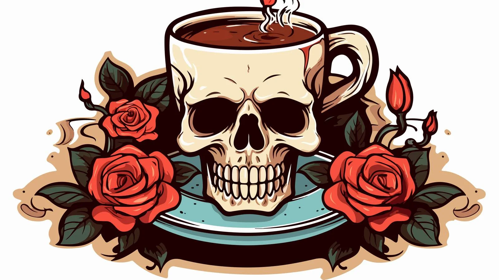 Traditional Tattoo Skull Drinking Banner — free download from Dotvec