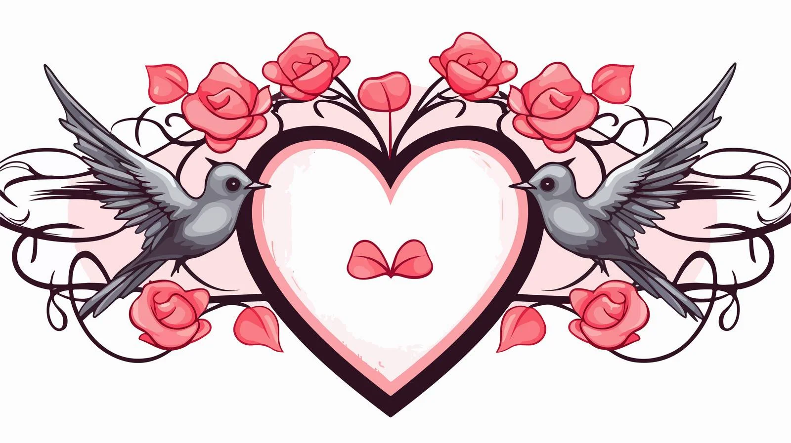 Traditional Tattoo with Swallows and Banner — free download from Dotvec