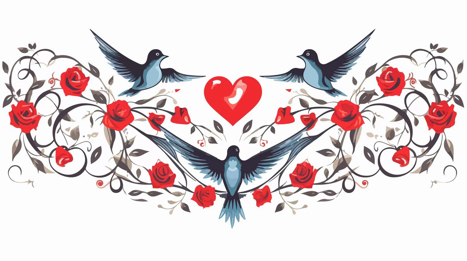 Traditional Tattoo with Swallows Banner — free download from Dotvec