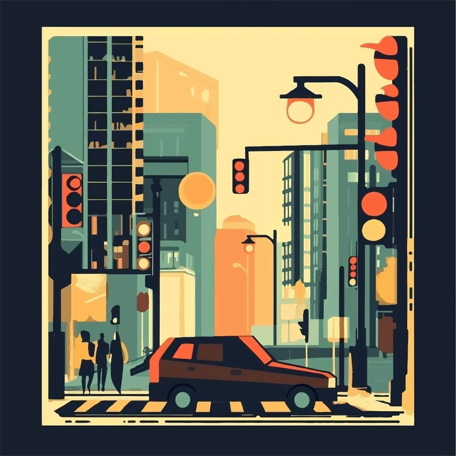 Traffic Light Illustration for Car Free Day – free transportation design image from Dotvec