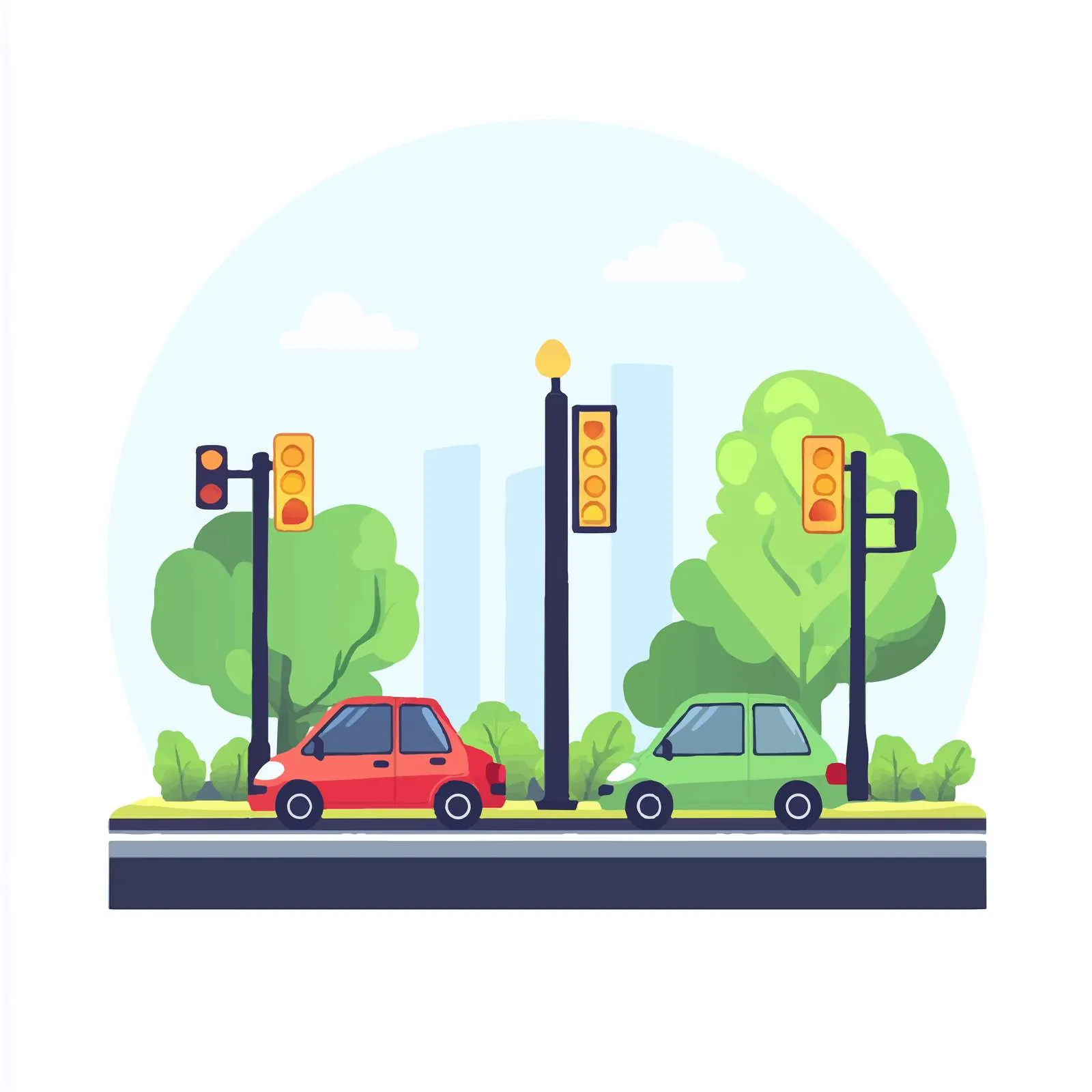Traffic Signal Illustration for Car Free Day — free download from Dotvec