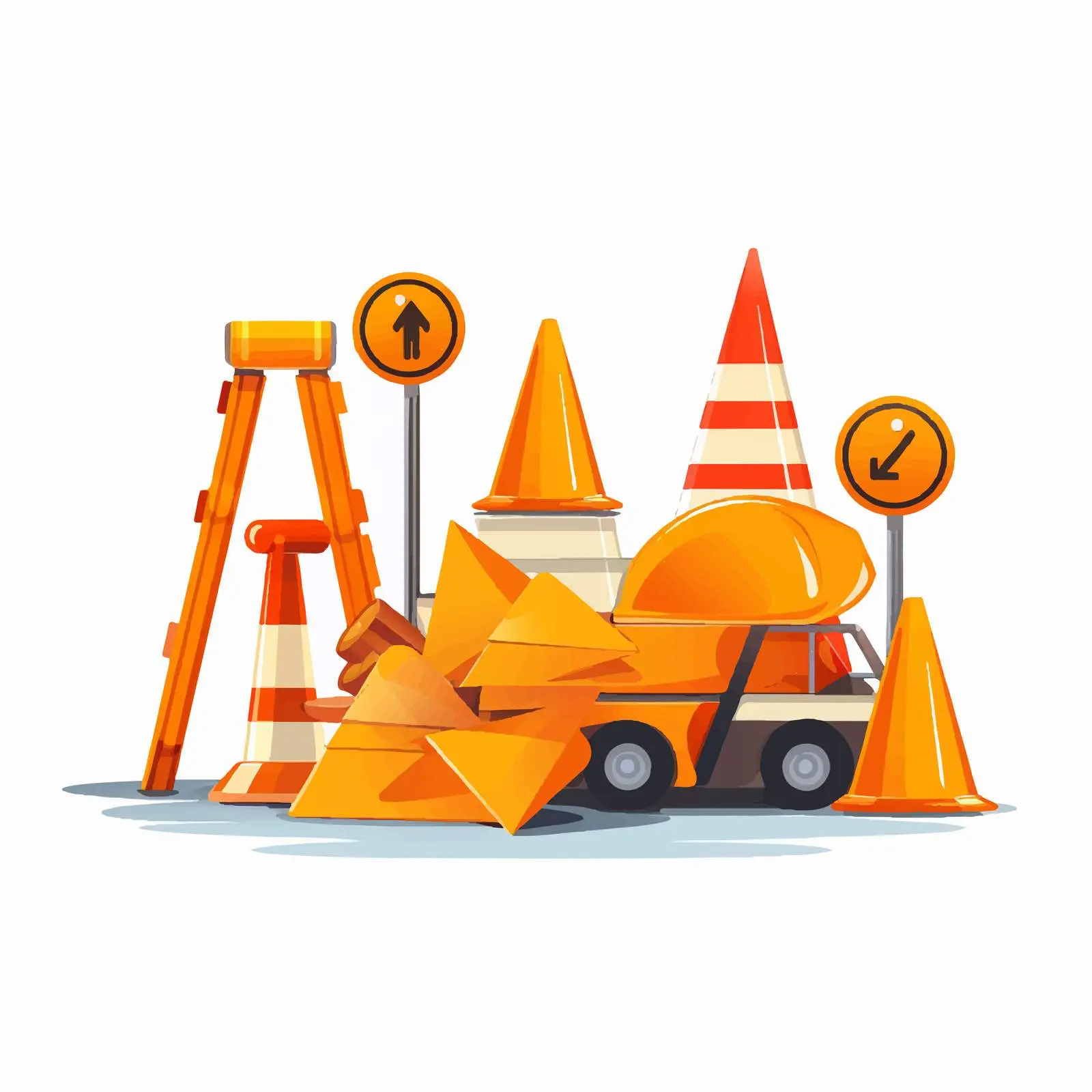 Road Work Traffic Signs Vector Illustration – free caution image from Dotvec