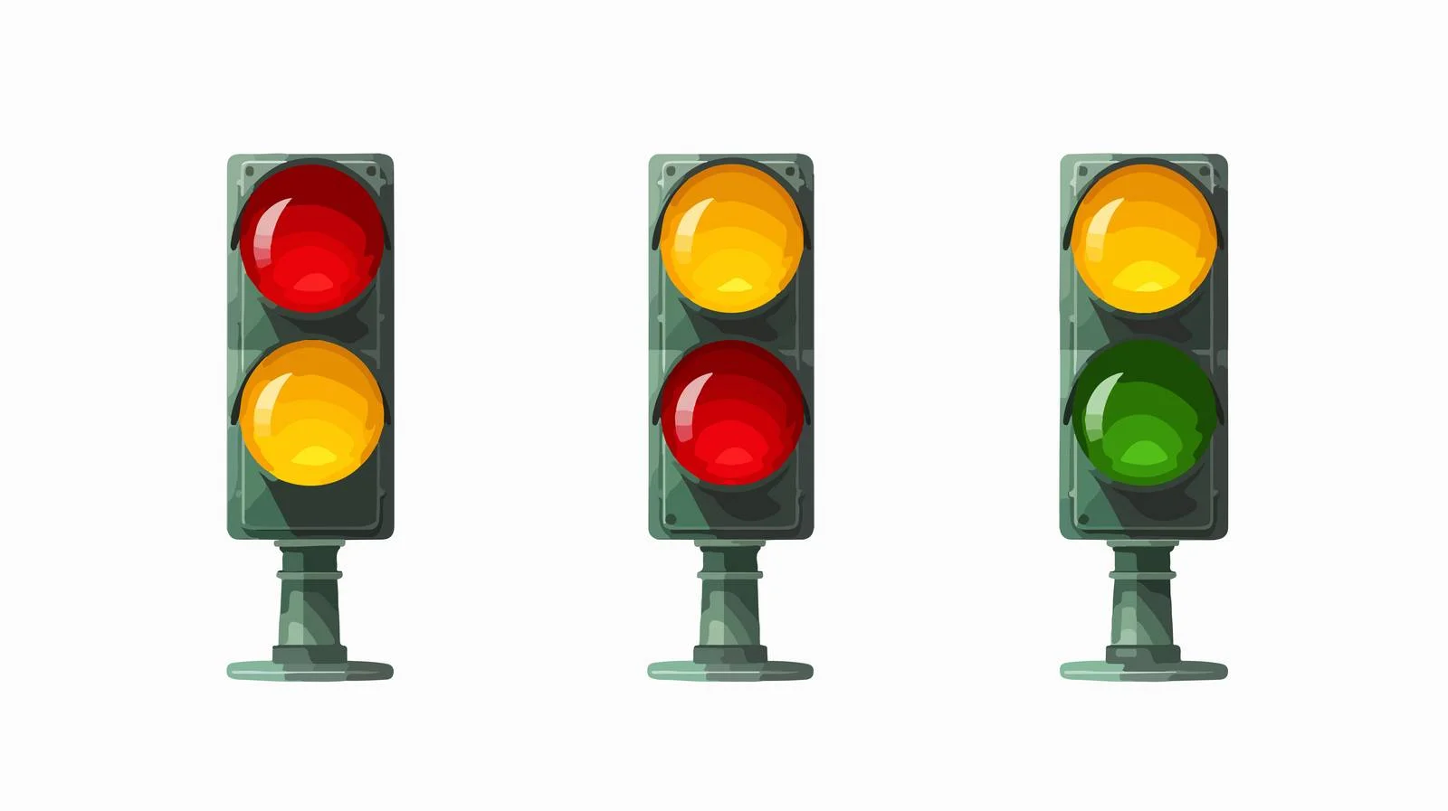 Vibrant Traffic Lights Showing Red, Yellow, Green — free download from Dotvec