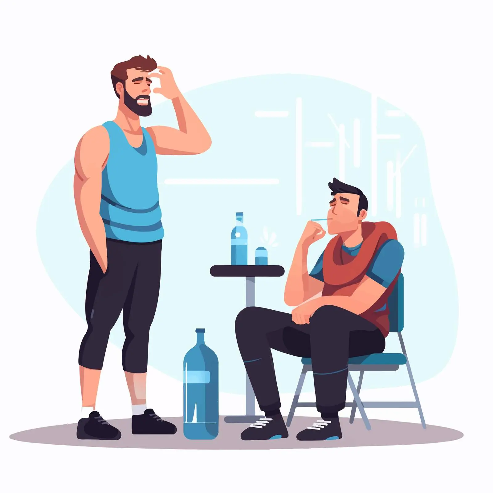 Trainer Supporting Exhausted Man at Gym – free coach image from Dotvec
