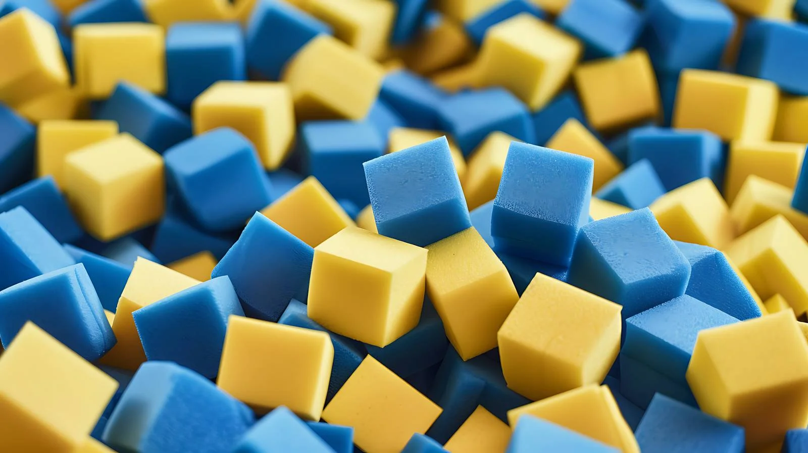 Vibrant Blue and Yellow Foam Cube Trampoline Park — free download from Dotvec