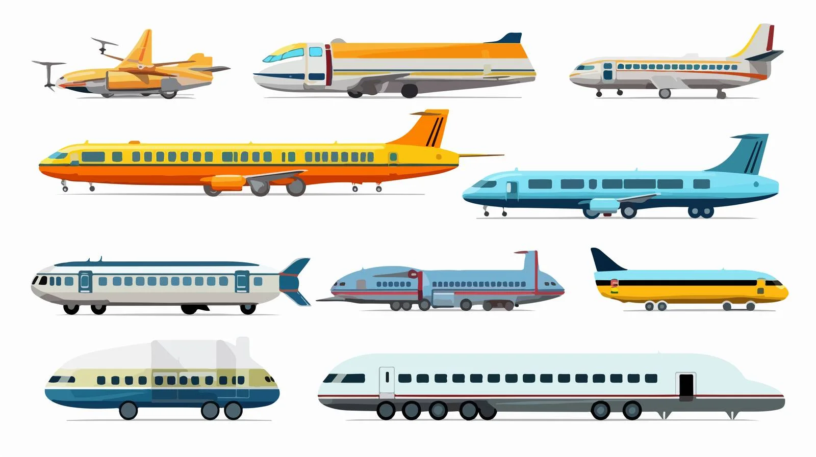 Cartoon Transportation Set Illustration — free download from Dotvec