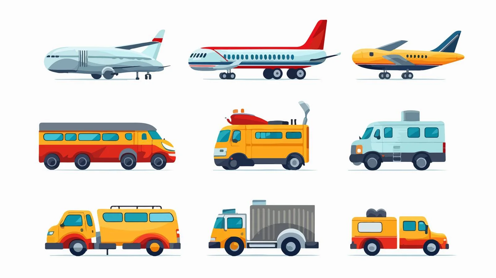Transportation Cartoon Vector Set Illustration — free download from Dotvec