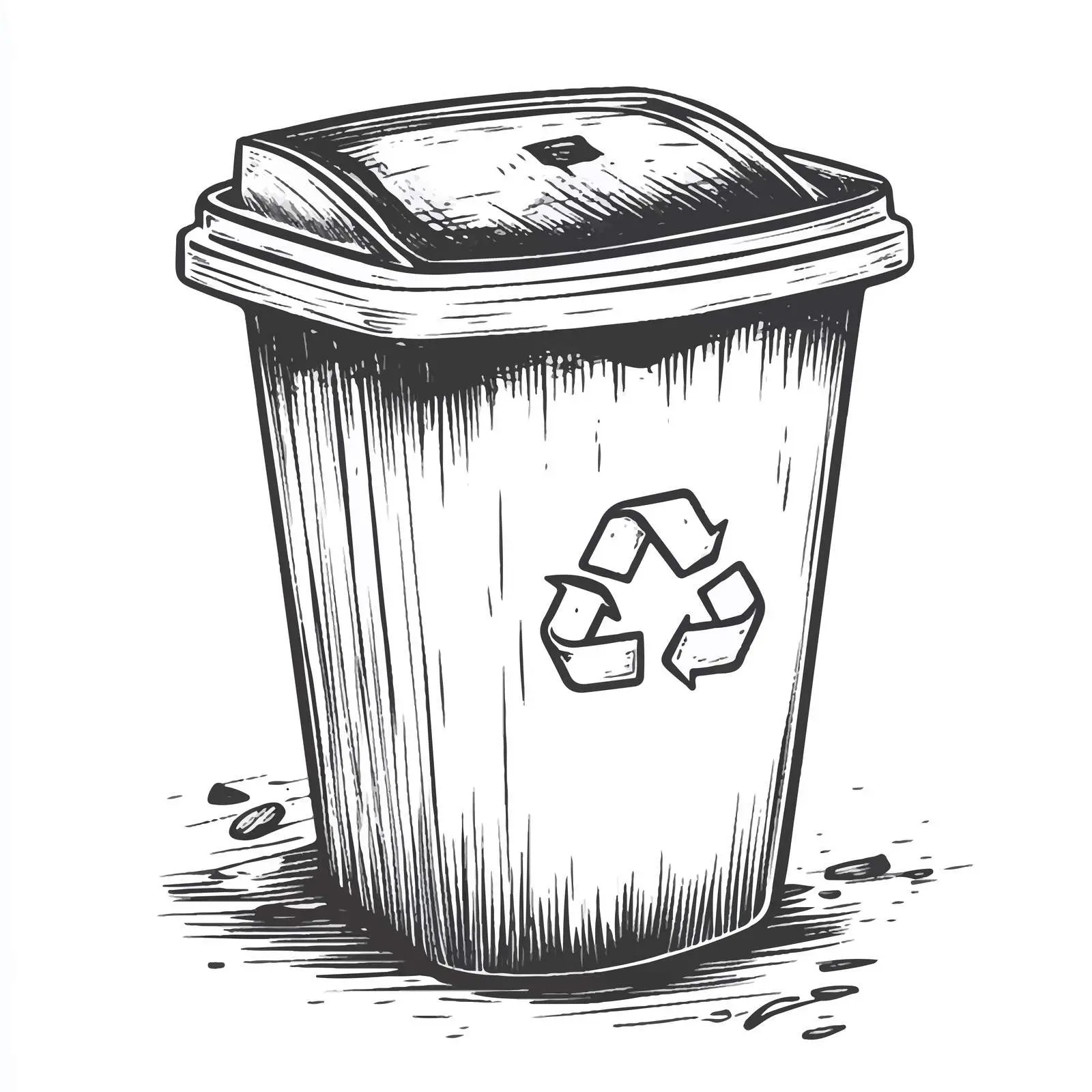 Black and White Trash Bin Vector Illustration — free download from Dotvec