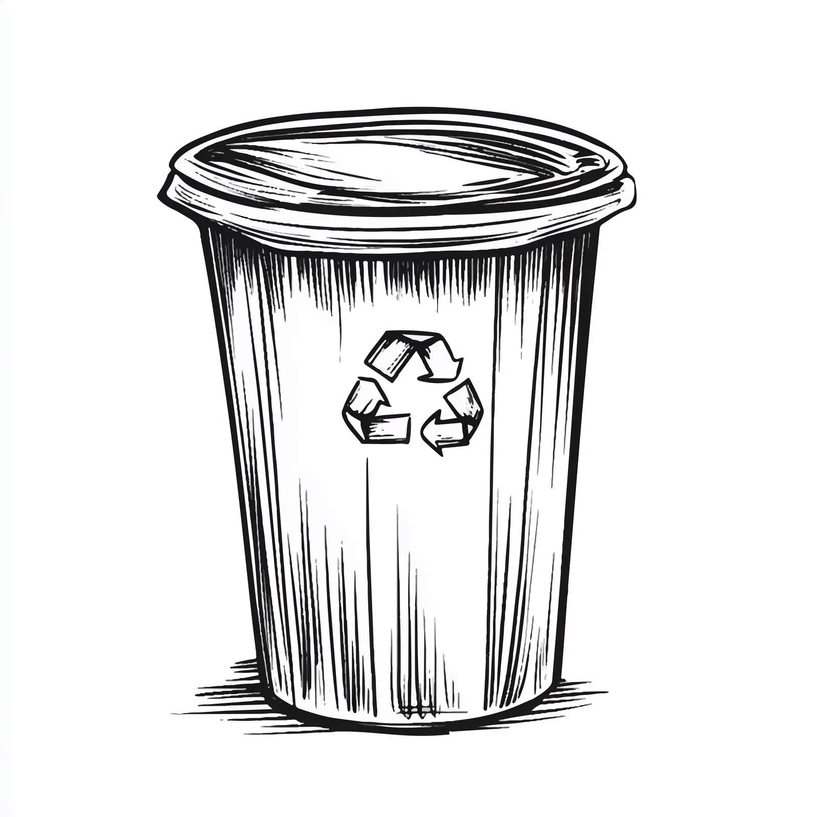Cartoon Black and White Trash Bin Illustration — free download from Dotvec