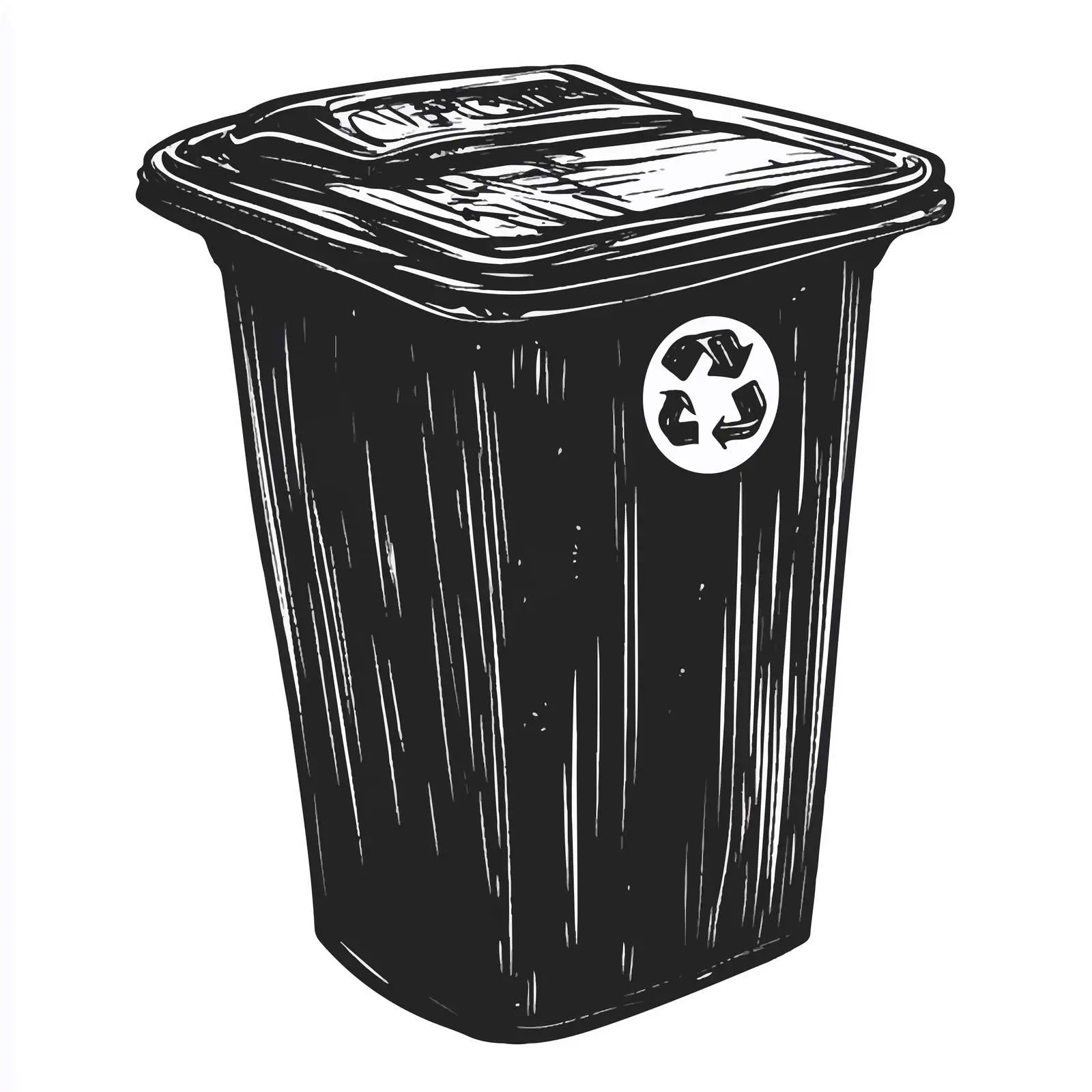 Black and White Cartoon Trash Bin Illustration — free download from Dotvec