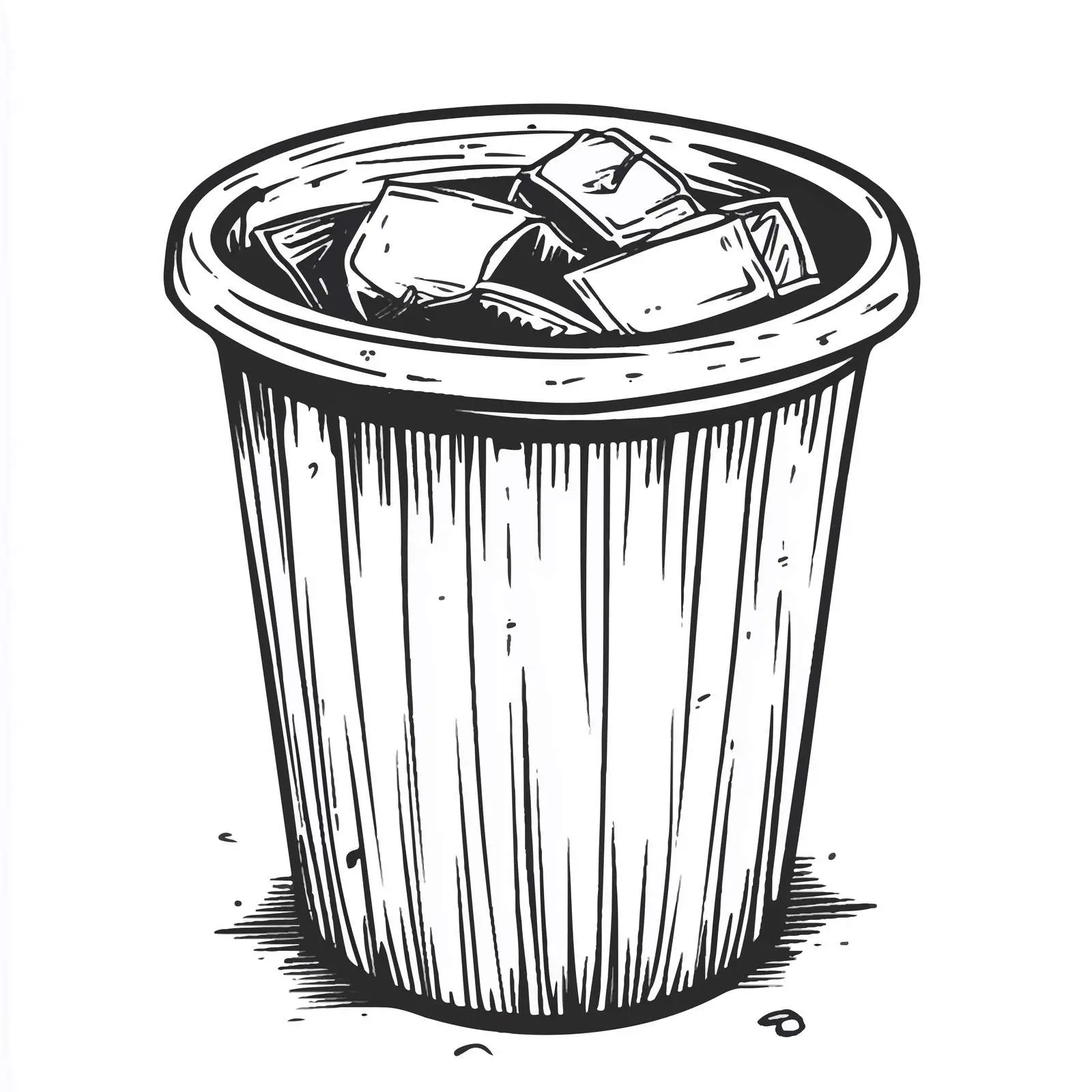 Black and White Cartoon Trash Bin Vector — free download from Dotvec