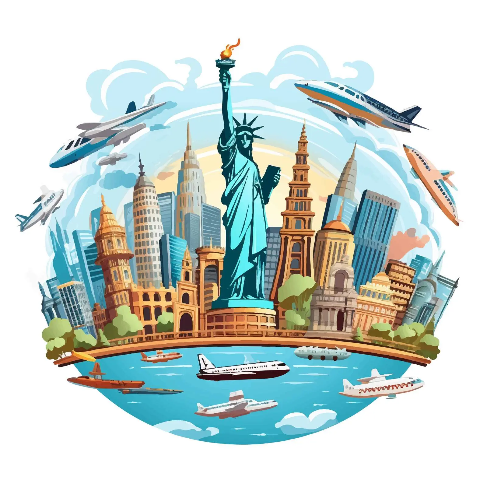 Cartoon Vector Illustration of Global Travel – free travel icon image from Dotvec