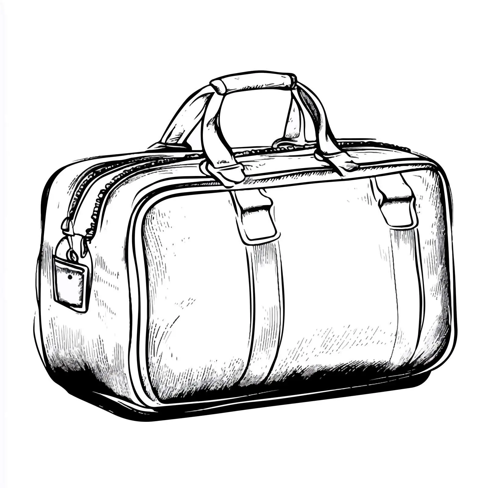 Black and White Cartoon Travel Bag Vector – free designer bag image from Dotvec