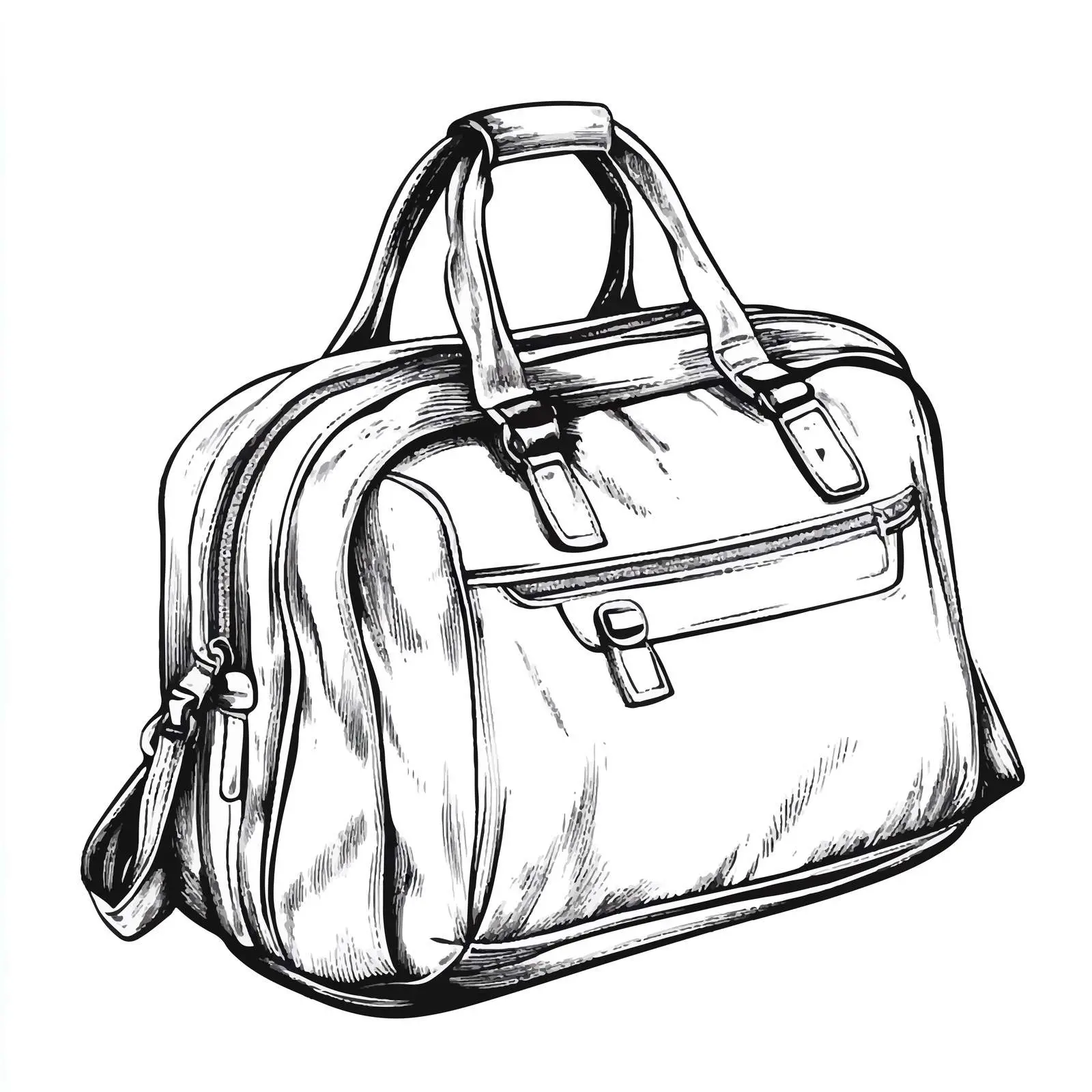 Travel Bag Cartoon Vector Illustration in Black and White — free download from Dotvec