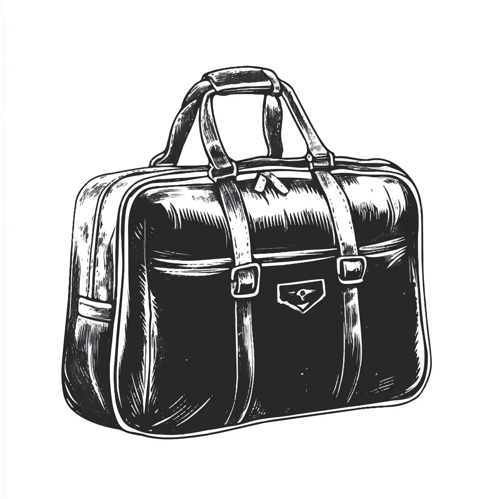 Black and White Travel Bag Cartoon Vector Illustration — free download from Dotvec