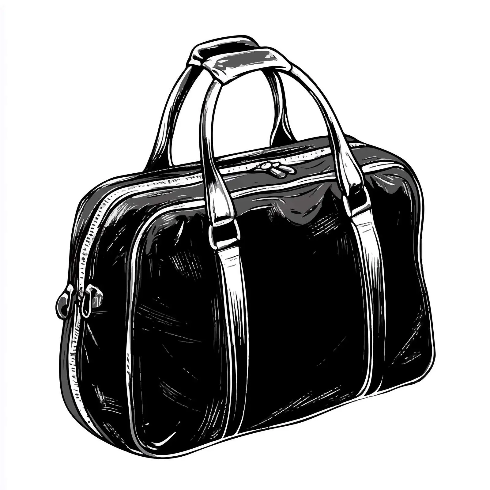 Black and White Cartoon Travel Bag Illustration — free download from Dotvec