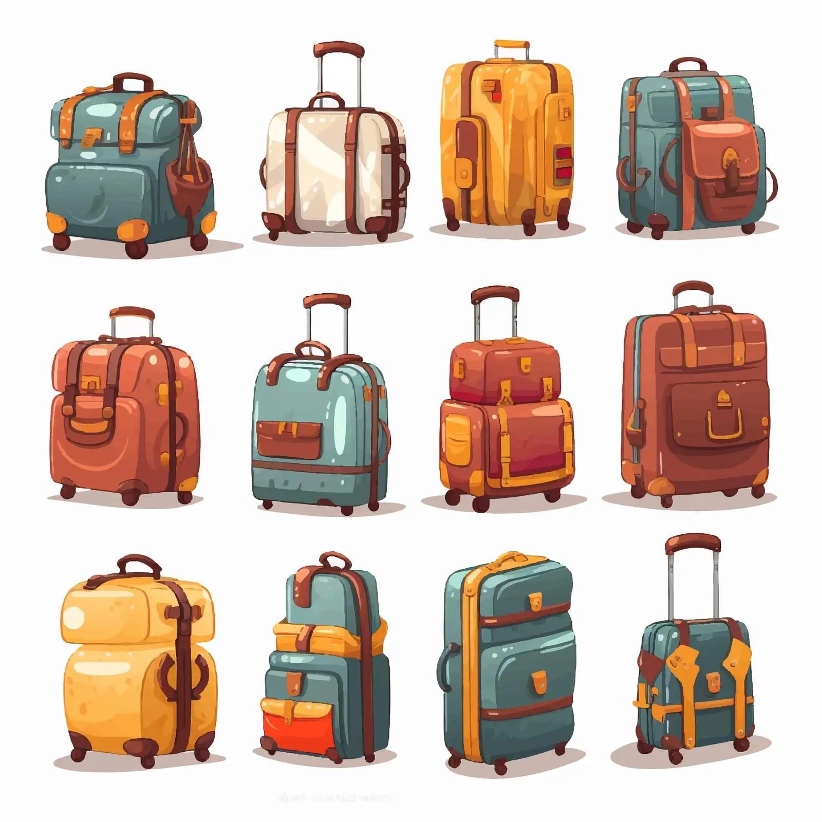 Travel Baggage Set for Tourists and Hikers — free download from Dotvec