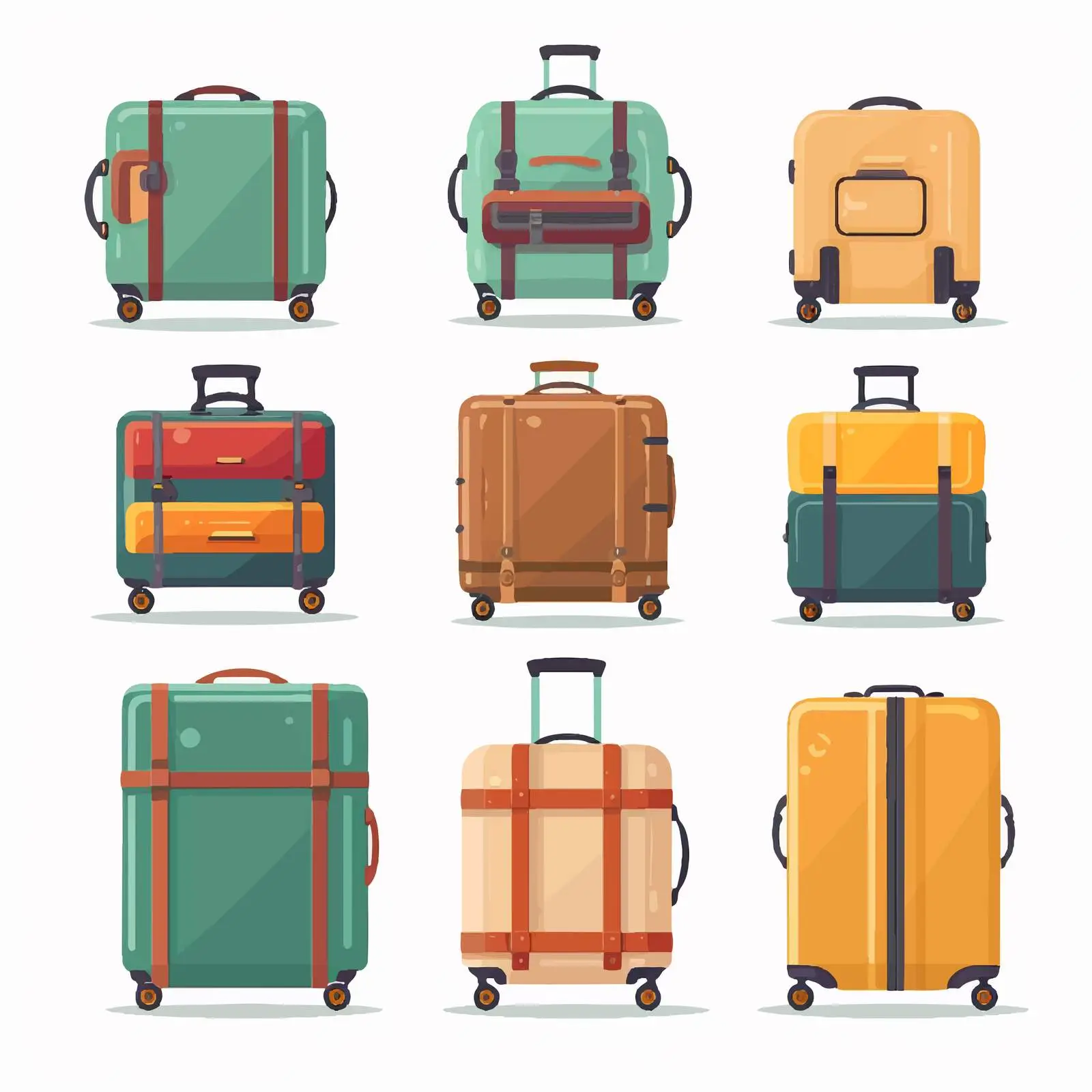 Colorful Travel Baggage Set for Tourists — free download from Dotvec