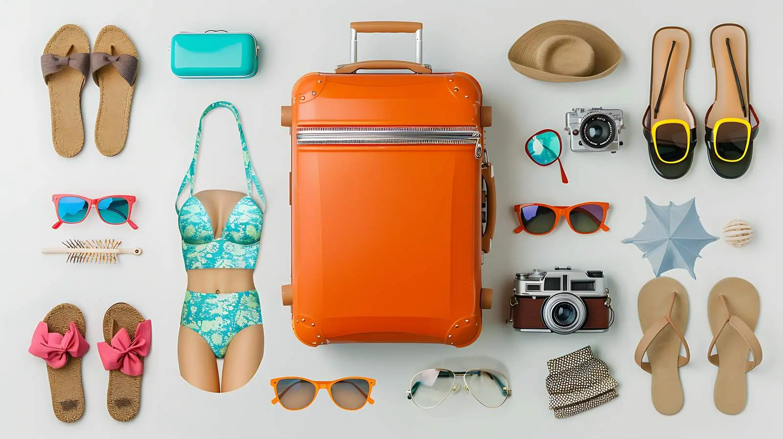 Travel Essentials: Luggage with Swimsuit and Accessories – free luggage image from Dotvec